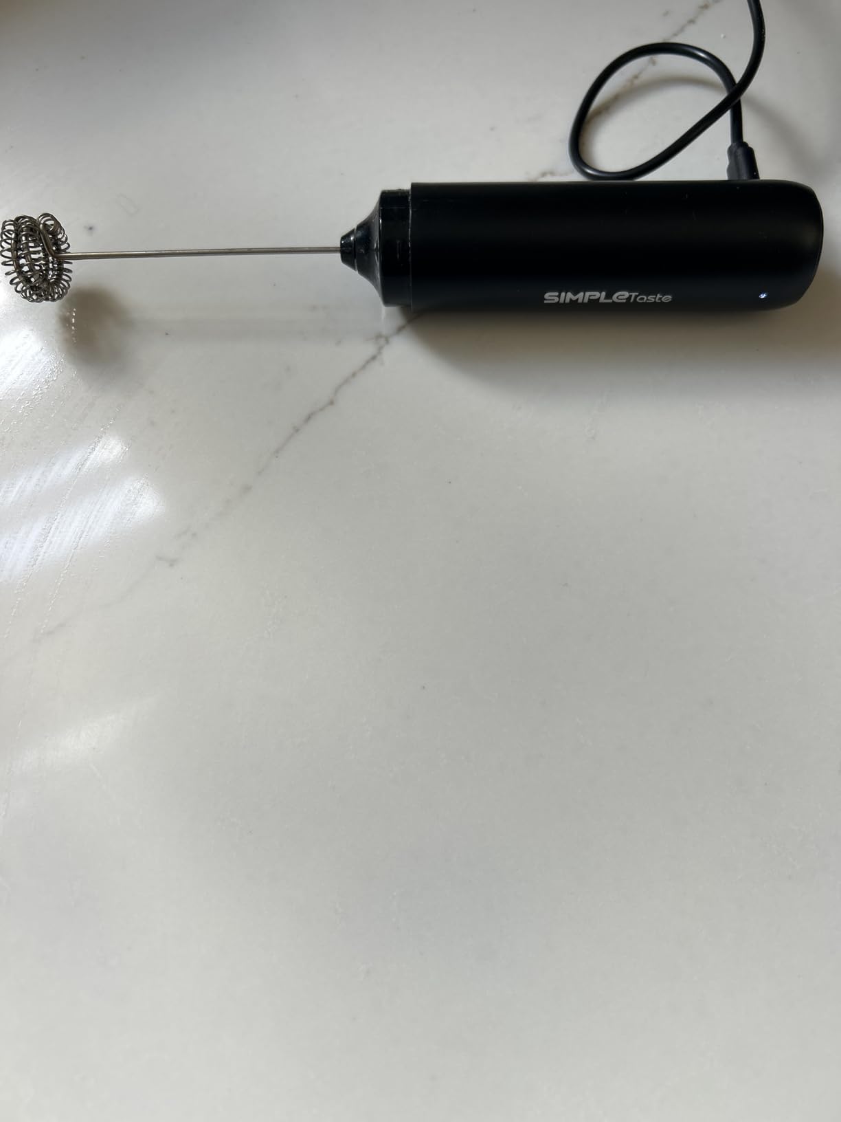 SIMPLETASTE Milk Frother Handheld Electric Foam Maker, Drink Mixer with Stainless Steel Whisk for Cappuccino, Bulletproof Coffee, Latte, Gray, with Stand, Battery Operated customer photo 2