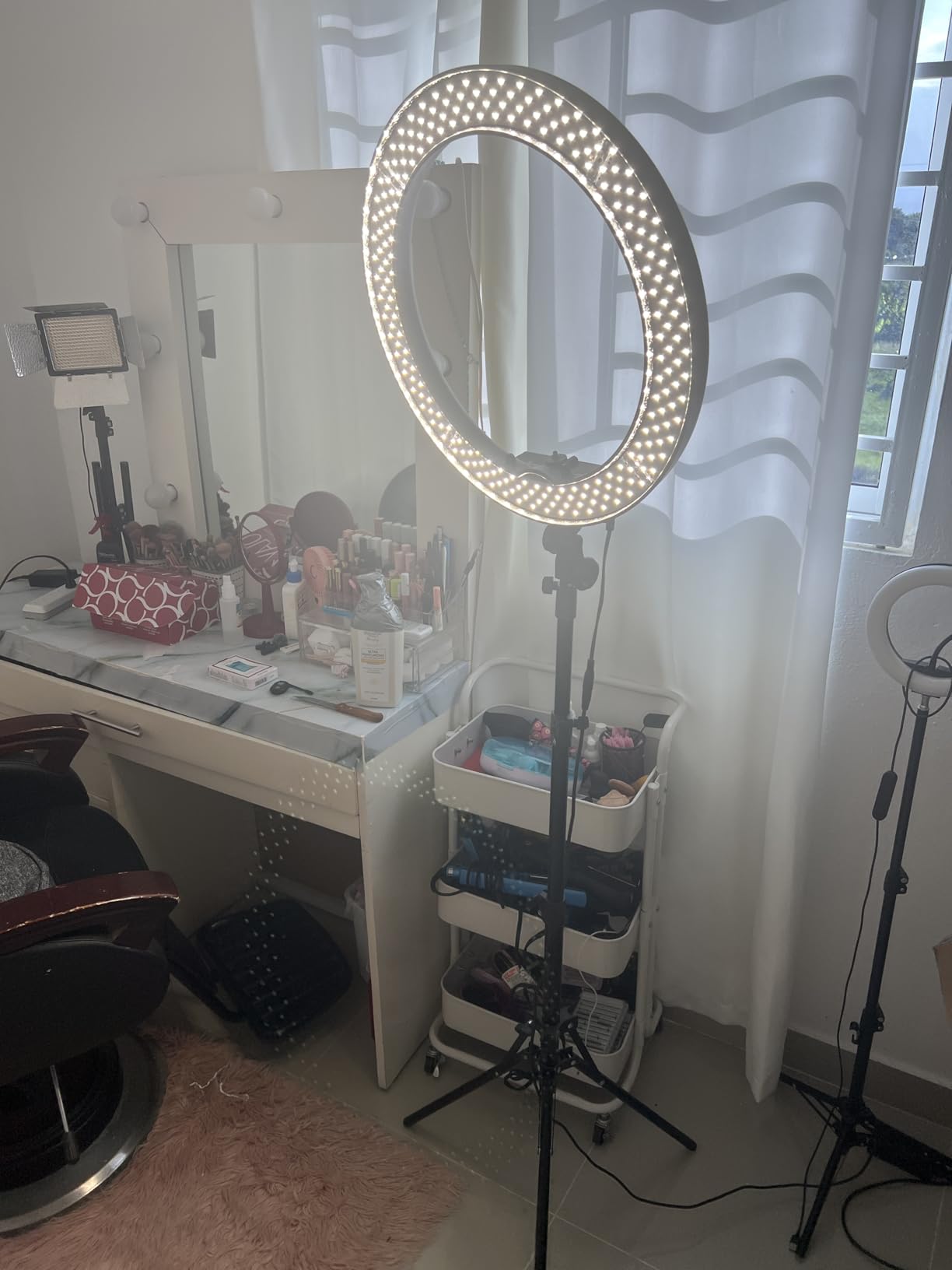 NEEWER Ring Light 18inch Kit: 55W 5600K Professional LED with Stand and Phone Holder, Soft Tube & Bag for Studio Video Photography Lighting, RL-18 customer photo 1