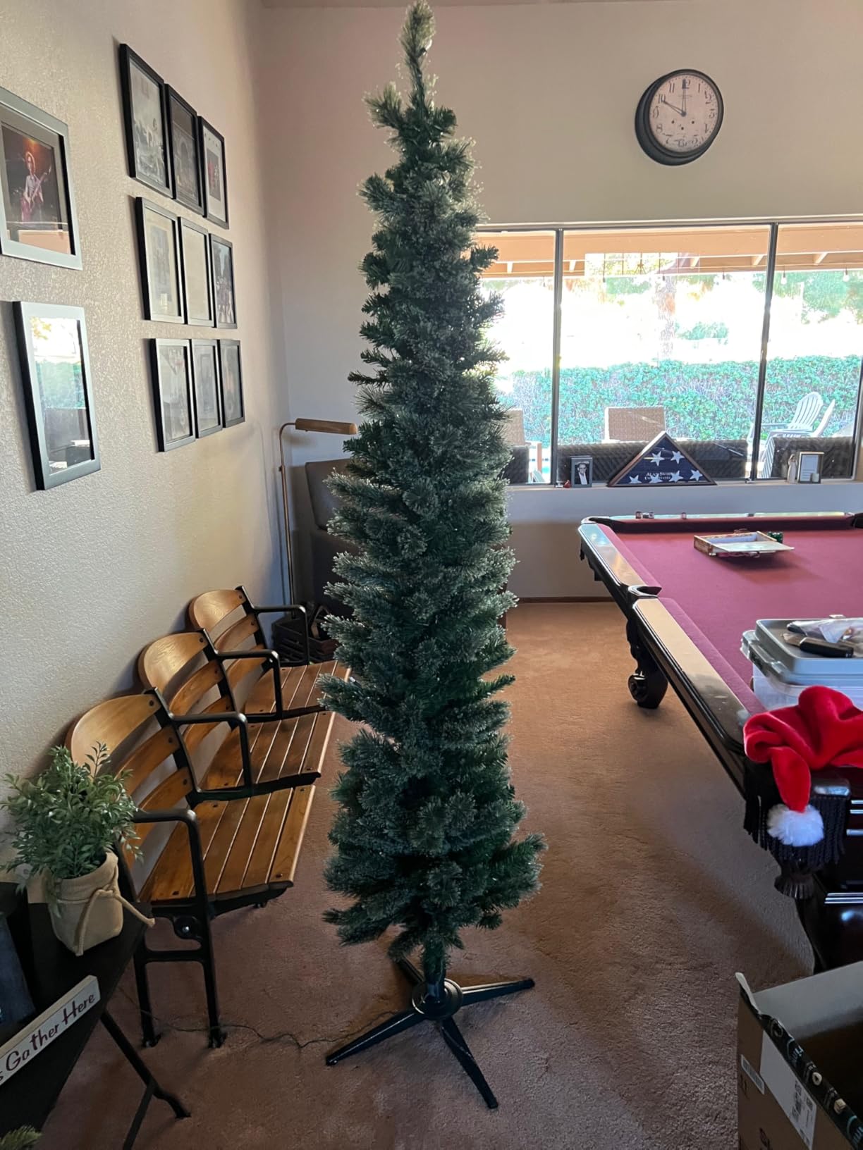 Home Heritage 7ft Stanley Slim Pre-Lit Pencil Christmas Tree - Artificial Pine with 350 White Incandescent Lights and 335 Branch Tips - Indoor Holiday Decor customer photo 1