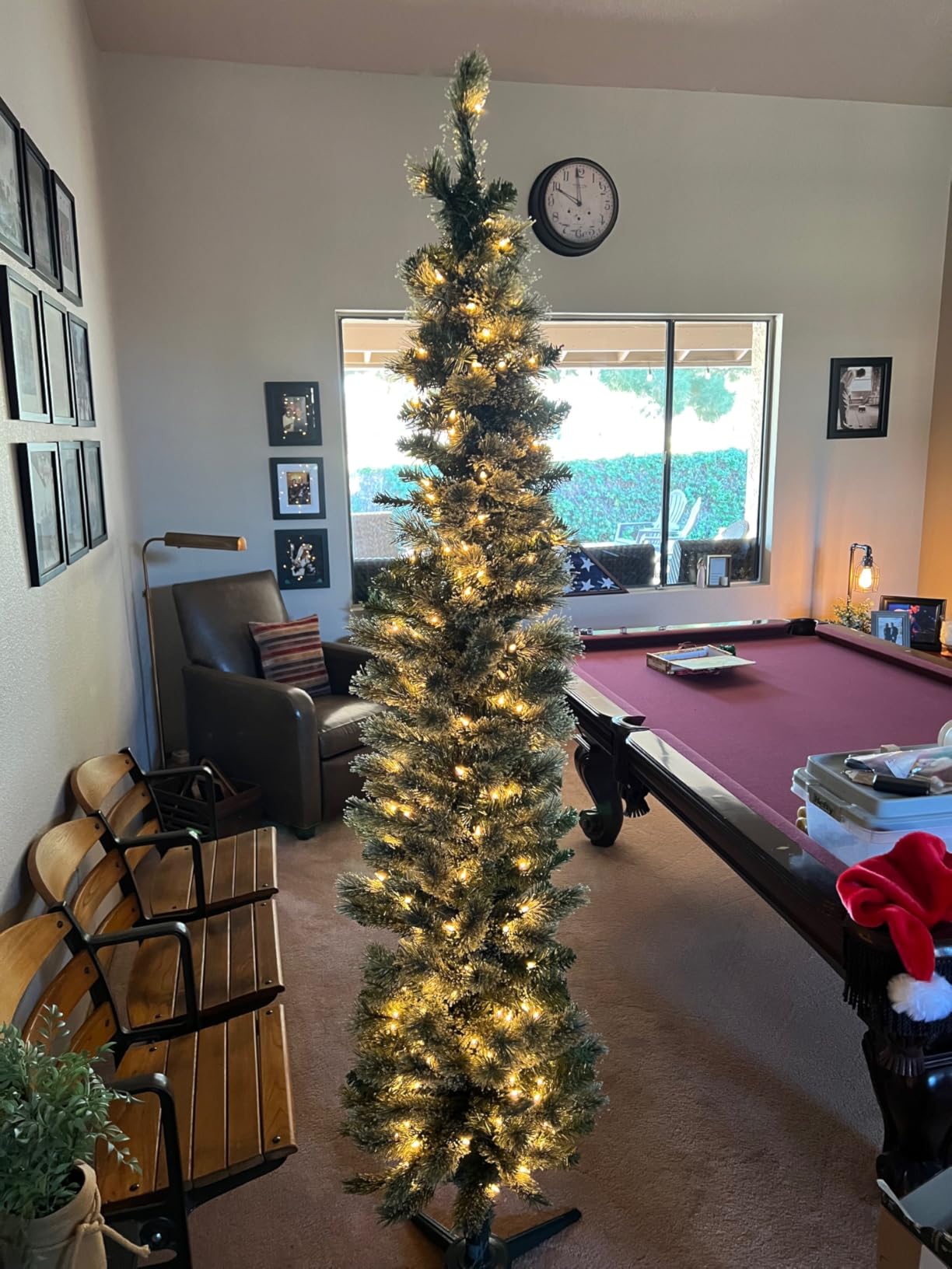Home Heritage 7ft Stanley Slim Pre-Lit Pencil Christmas Tree - Artificial Pine with 350 White Incandescent Lights and 335 Branch Tips - Indoor Holiday Decor customer photo 2