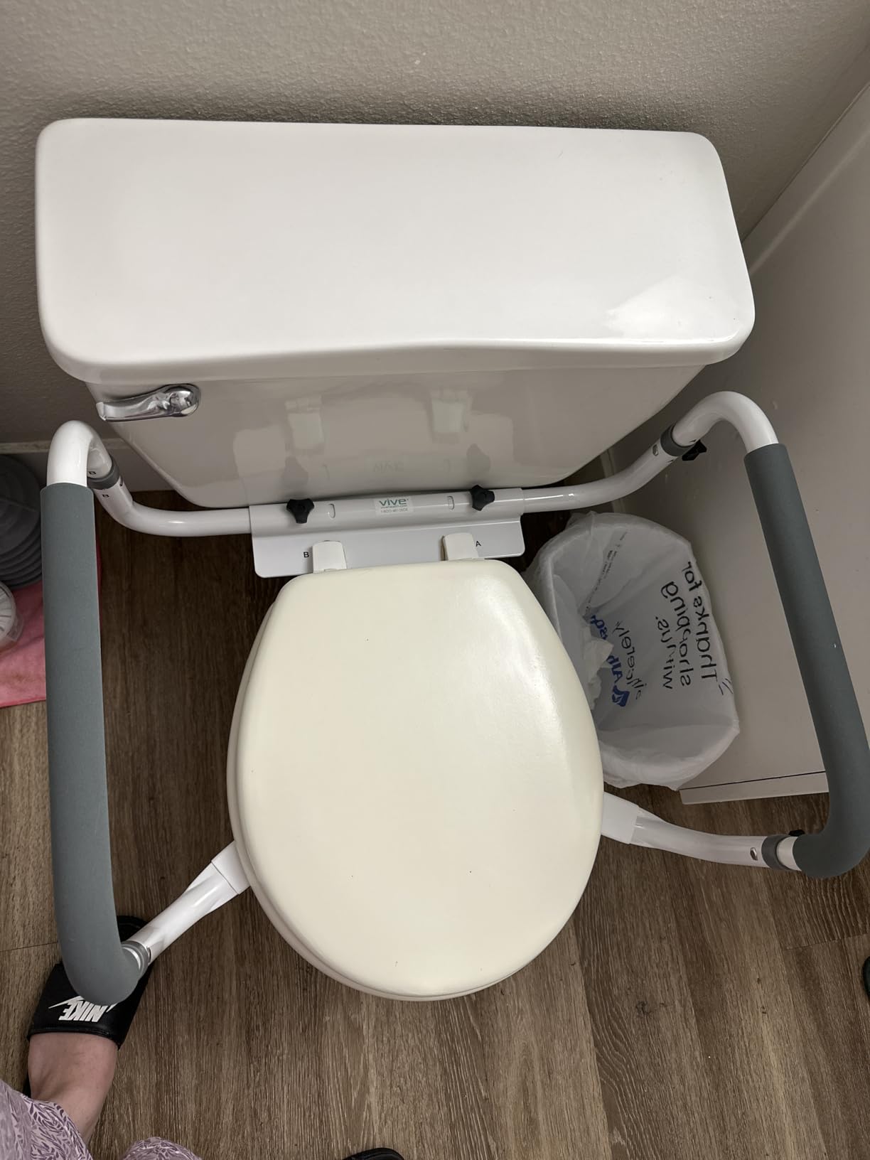Vive Toilet Safety Rail - Adjustable Grab Bar - Compact Support Frame with Handrail for Bathroom Toilet Seat - Easy Installation for Handicap Senior Bariatrics, Elderly Balance - Padded Hand Armrest customer photo 2