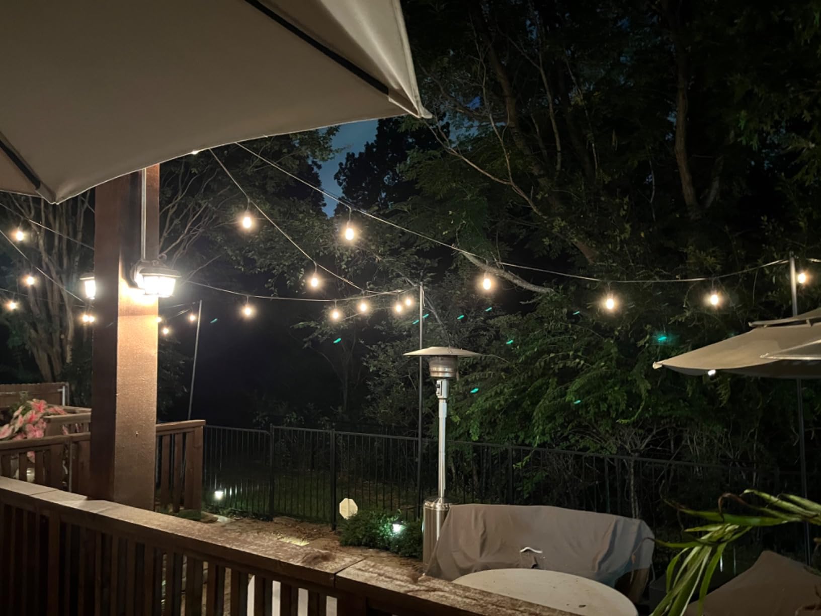 SUNTHIN 2 Pack 48FT Outdoor String Lights,Hanging Incandescent String Lights Commercial Grade Waterproof Patio Light Outside with Dimmable Connectable Edison Glass Bulbs for Bistro,Party,Holiday Decor customer photo 1