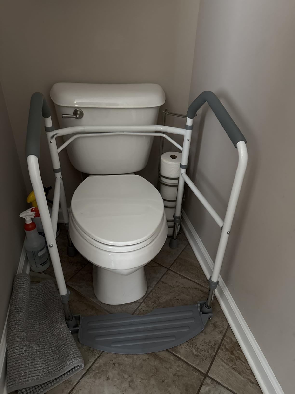 RMS Toilet Safety Frame & Rail - Folding & Portable Bathroom Toilet Safety Rails - Handrail Toilet Bars with Adjustable Height (White) customer photo 1