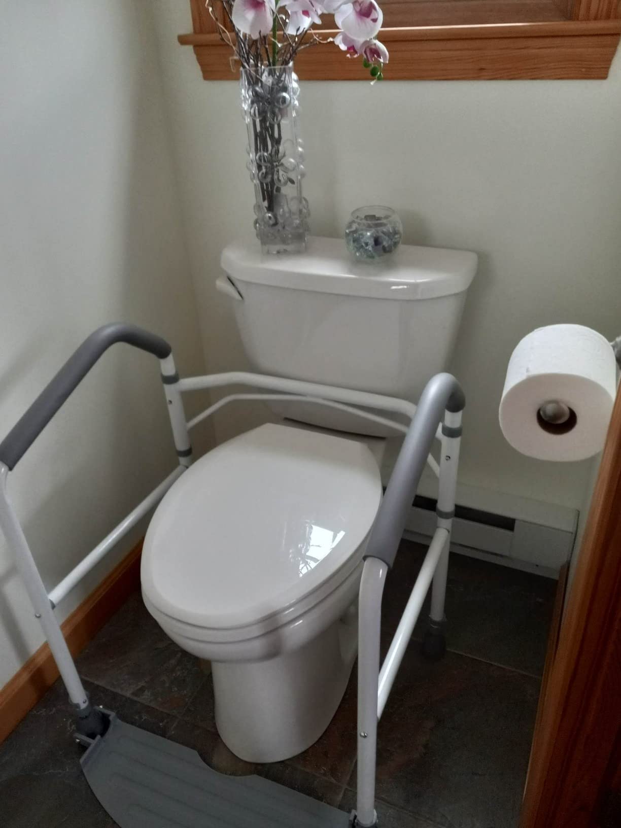 RMS Toilet Safety Frame & Rail - Folding & Portable Bathroom Toilet Safety Rails - Handrail Toilet Bars with Adjustable Height (White) customer photo 2