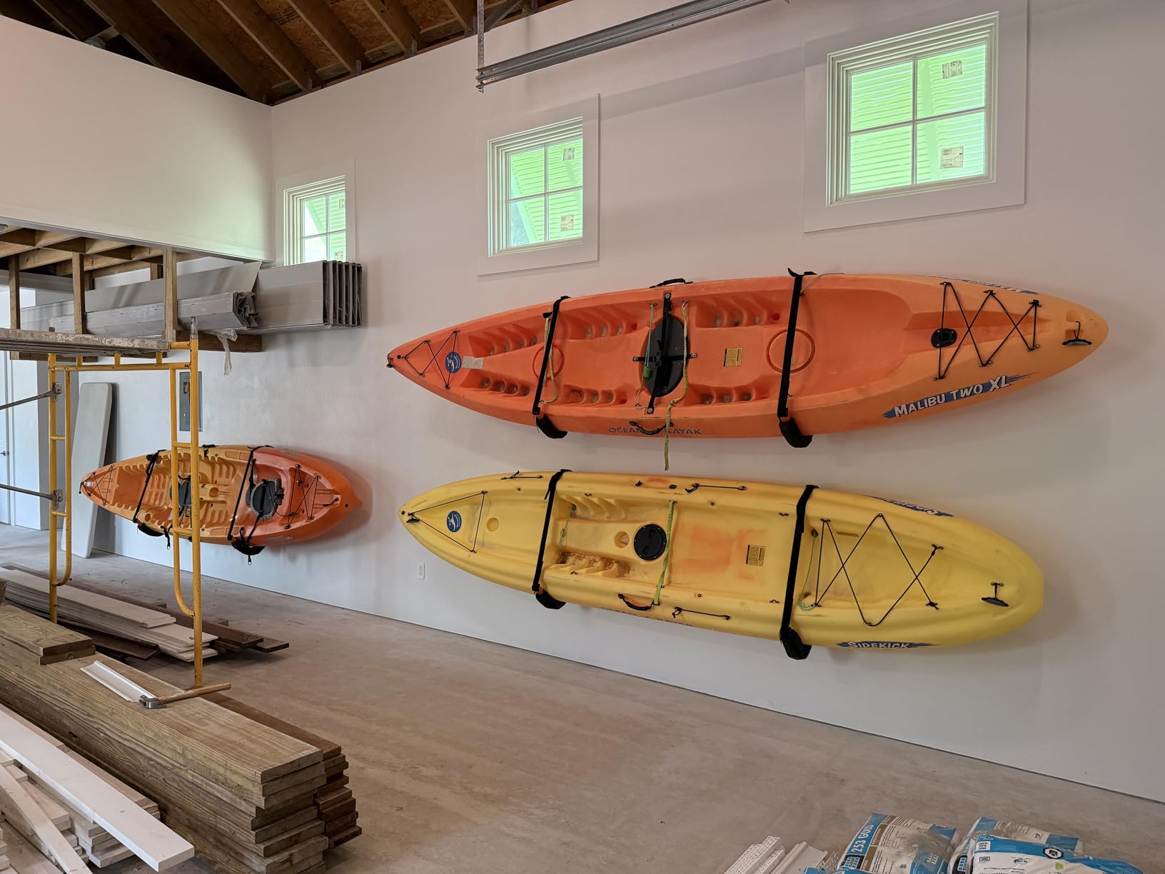 Kayak Storage Hooks - Set of 2 Wall Mount Garage Hangers - 125lbs Capacity Rack for Paddleboards, Surfboards, or Snowboards by Rad Sportz (Orange) customer photo 1