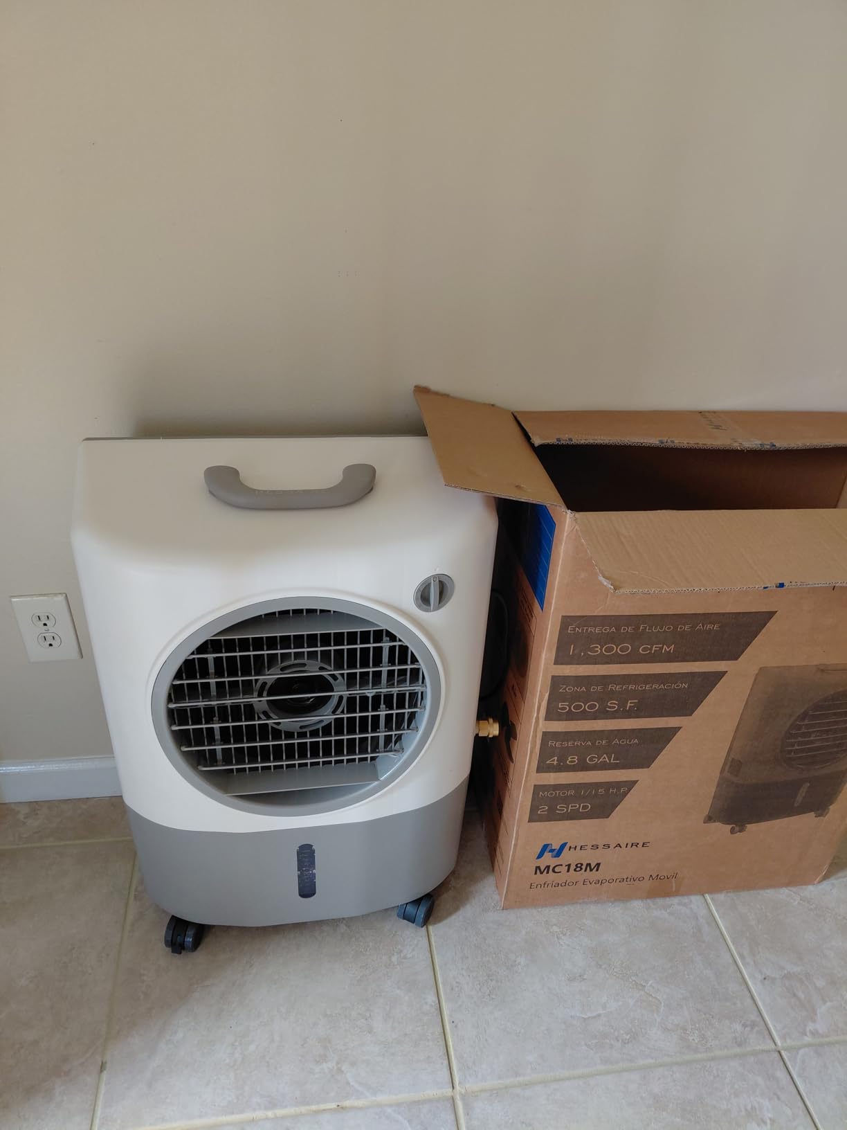 Hessaire MC18M Portable Swamp Cooler - 1300 CFM Evaporative Air Cooler, 500 sq. ft. Coverage customer photo 2