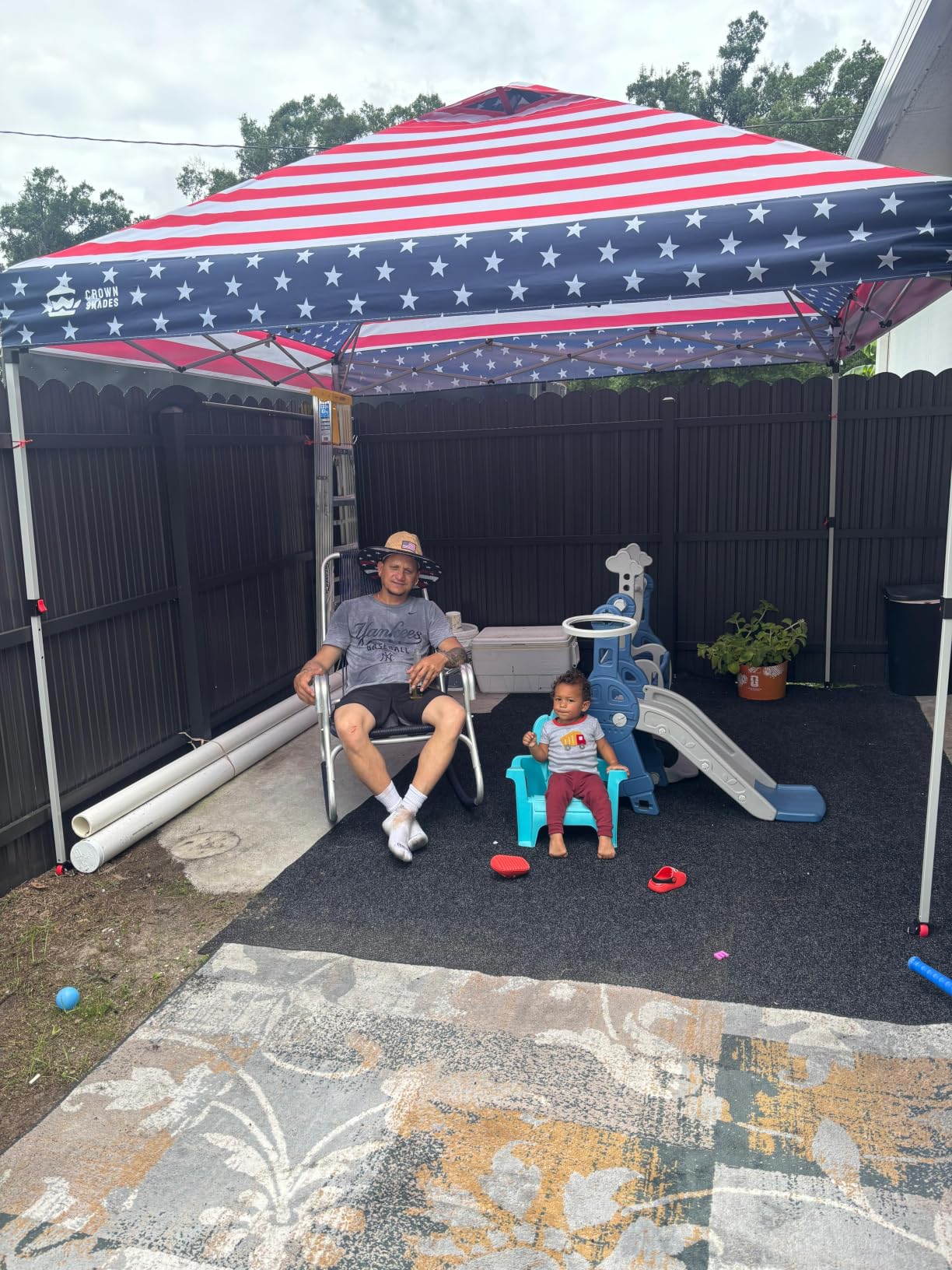 CROWN SHADES 10x10 Pop Up Canopy, Patented CenterLok One Push Tent Canopy, Newly Designed STO-N-GO Storage Bag, 8 Stakes, 4 Ropes (10x10, White) customer photo 2