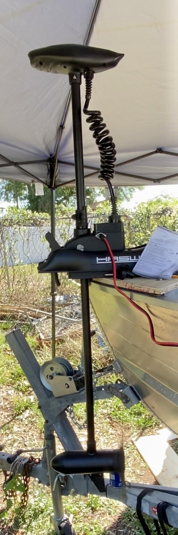 AQUOS Haswing CaymanB Electric Bow Mount 12V Saltwater & Freshwater Trolling Motor - 55lbs Thrust, 48in Shaft, with Wireless Remote & Quick Release Bracket customer photo 1