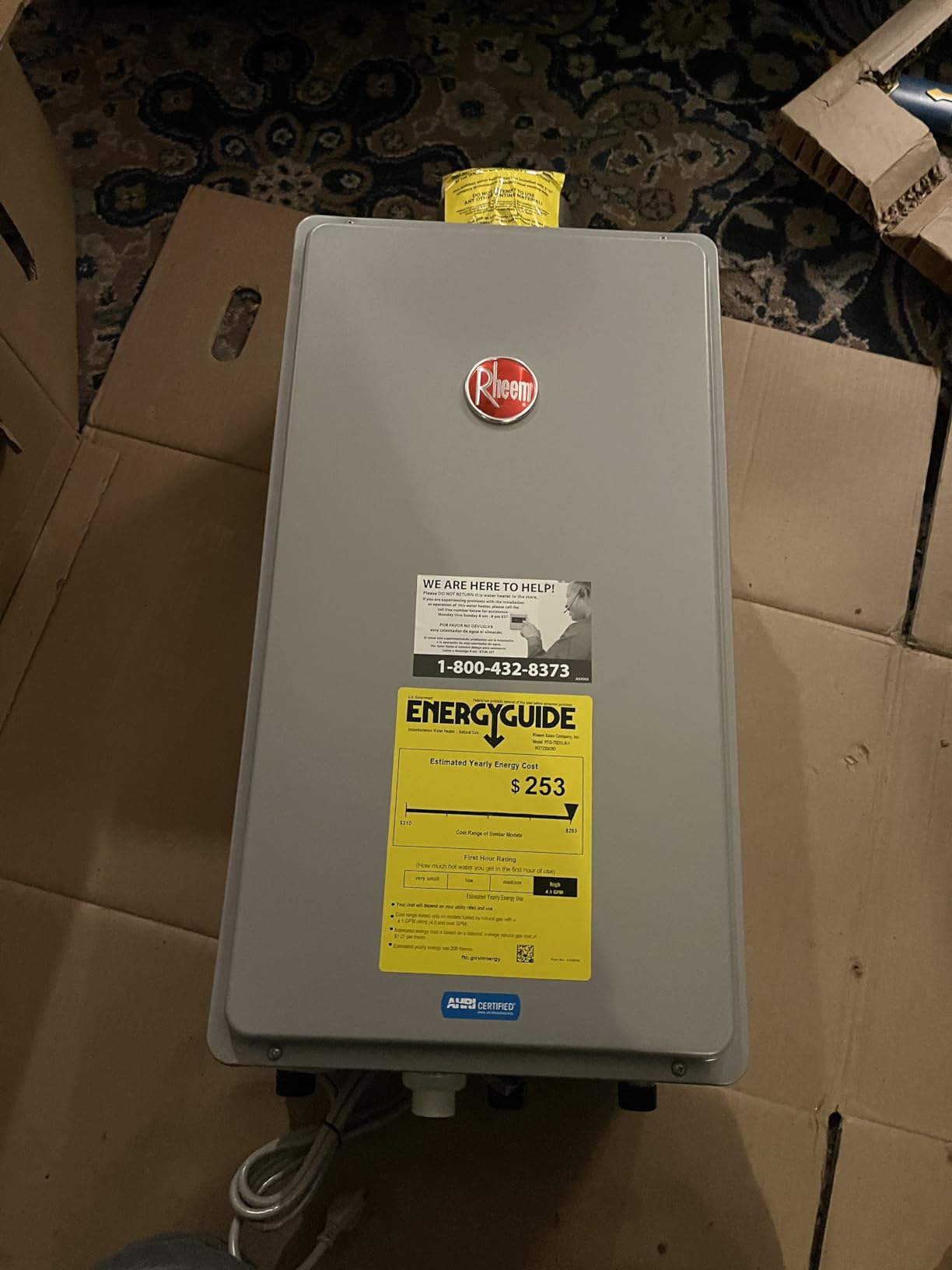 Rheem Mid-Efficiency 7.0GPM Indoor Natural Gas Tankless Water Heater customer photo 1
