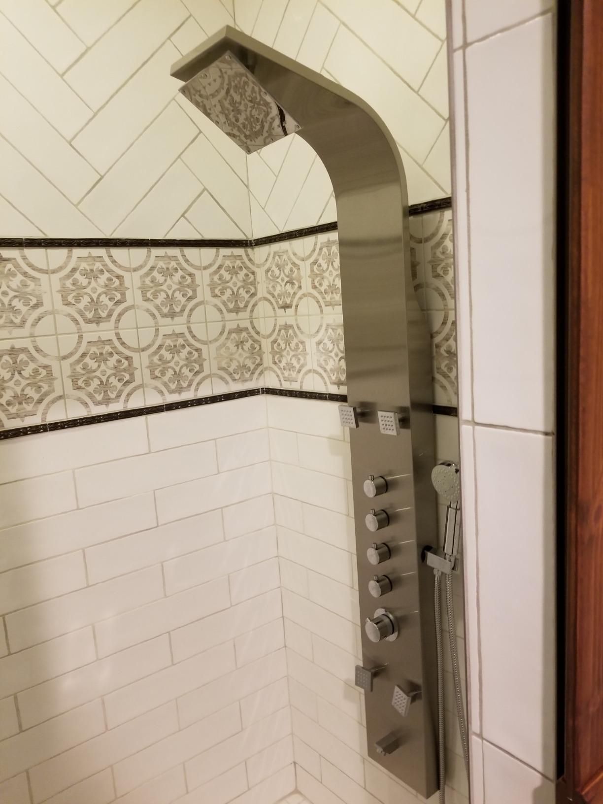 ANZZI Shower Panel Tower System, Arc 64'' Long Turbo High Pressure Shower Head, Detachable Handheld Spray, Rainfall Shower Panel in Brushed Steel, LED Rain Shower 1.8GPM 2 Body Jets Combo, SP-AZ024 customer photo 1