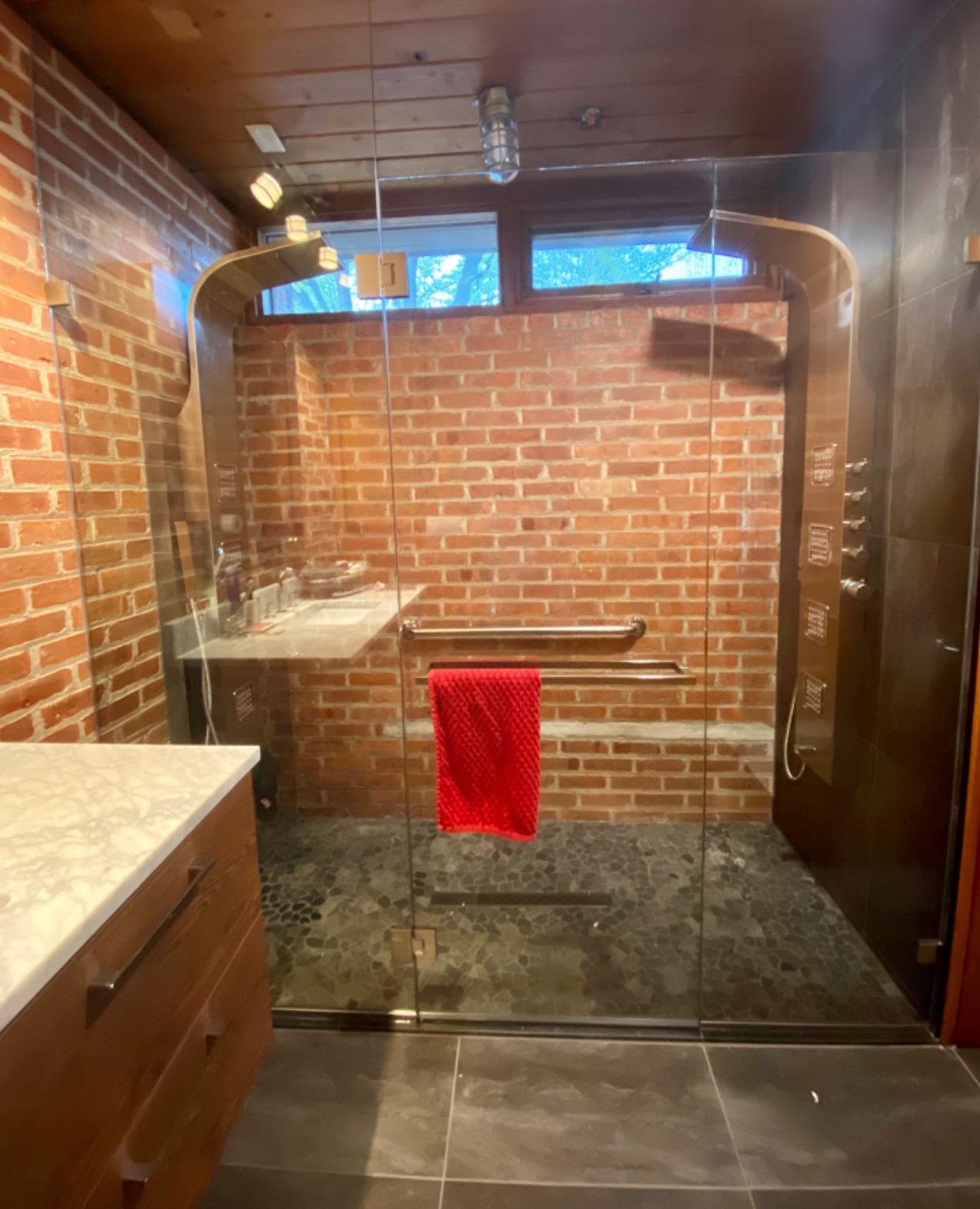 ANZZI Shower Panel Tower System, Arc 64'' Long Turbo High Pressure Shower Head, Detachable Handheld Spray, Rainfall Shower Panel in Brushed Steel, LED Rain Shower 1.8GPM 2 Body Jets Combo, SP-AZ024 customer photo 2