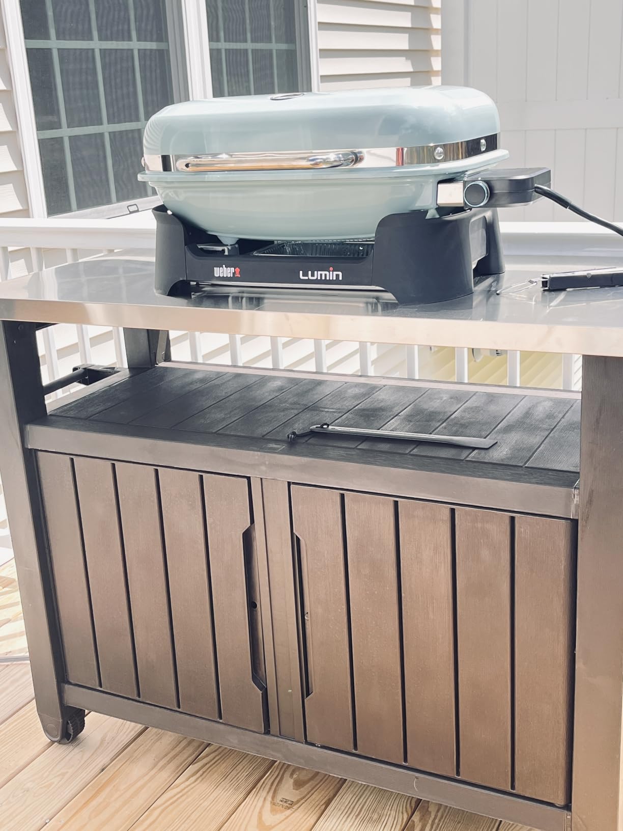 Keter Unity XL Portable Outdoor Table with Stainless Steel Top for Kitchen Prep and Outdoor Storage Cabinet for Grilling Accessories, Dark Grey customer photo 2