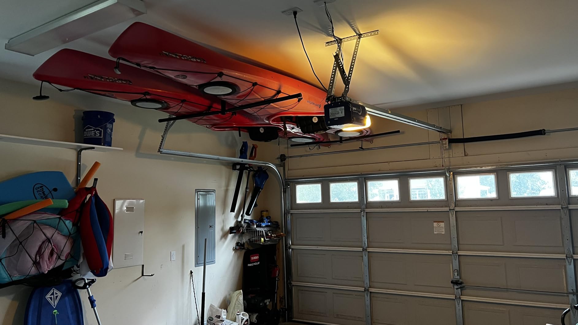 StoreYourBoard Adjustable Kayak Ceiling Rack - Hi Port 2 Garage Ceiling Kayak Hanger | Adjustable Overhead Kayak Storage for Recreational & Touring Kayaks | Garage Organization customer photo 2