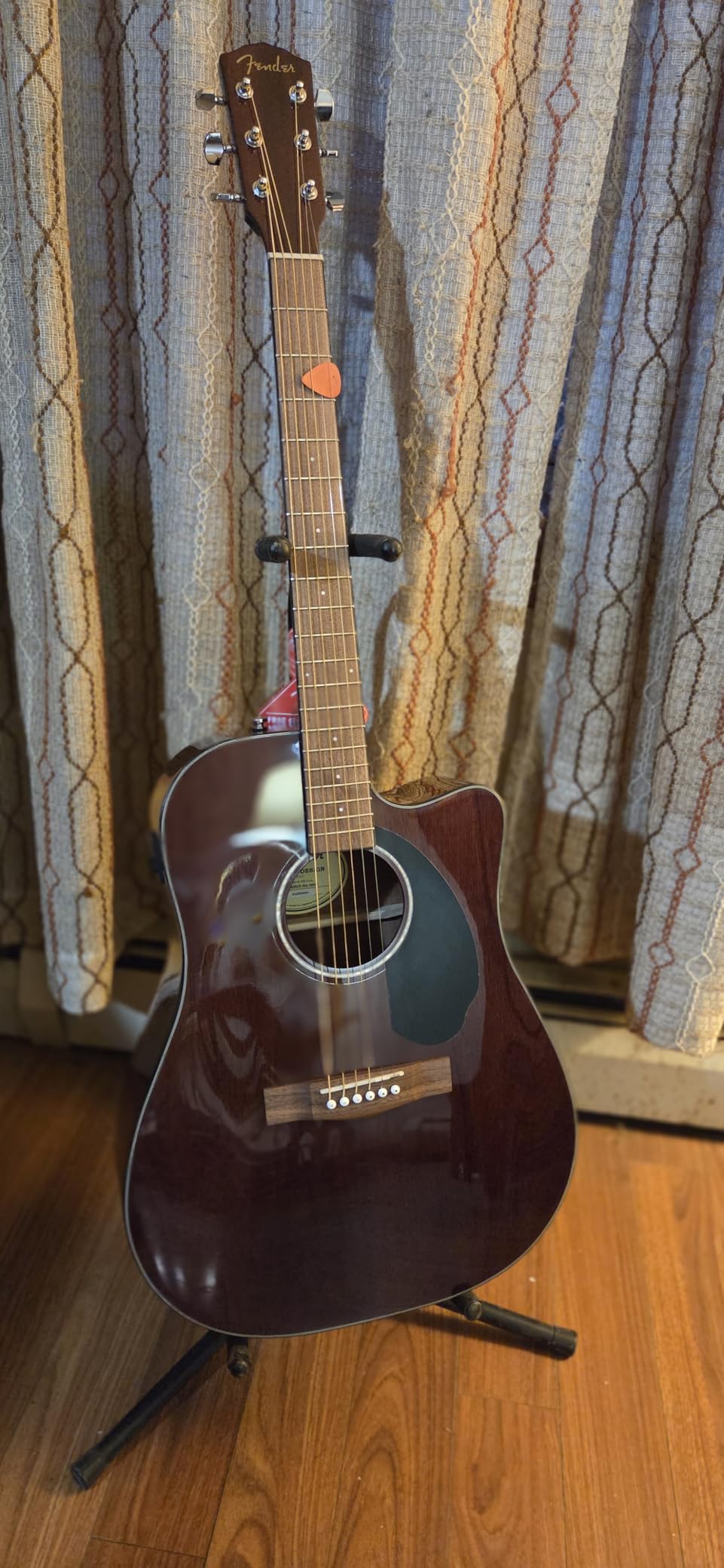 Fender CD-60SCE All-Mahogany Dreadnought Cutaway Acoustic Electric Guitar with Fishman Pickup and Preamp System, Natural customer photo 1