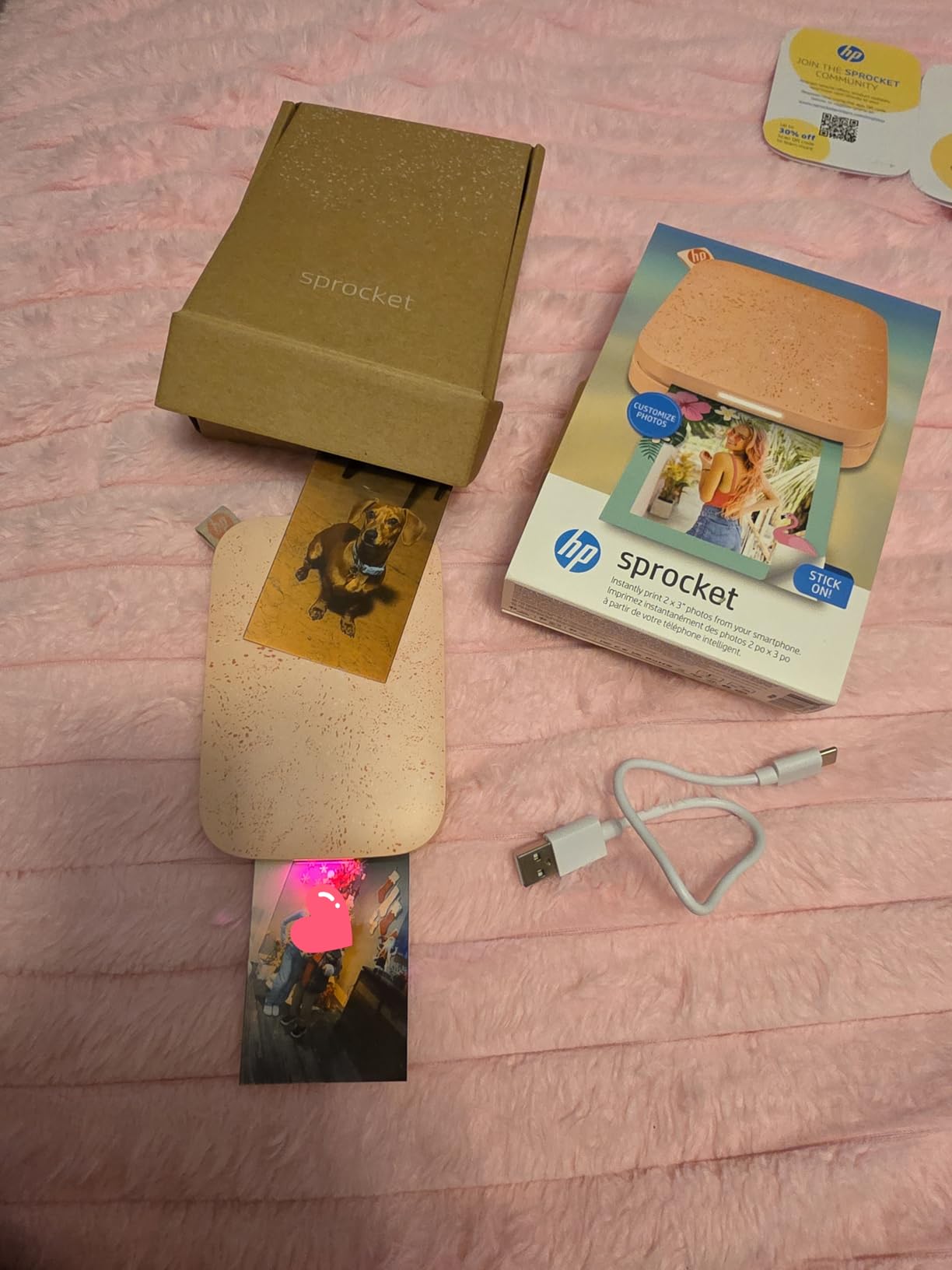 HP Sprocket Portable Photo Printer (2nd Edition) - Instantly print 2x3 sticky-backed photos from your phone - Luna Pearl (1AS85A) customer photo 1