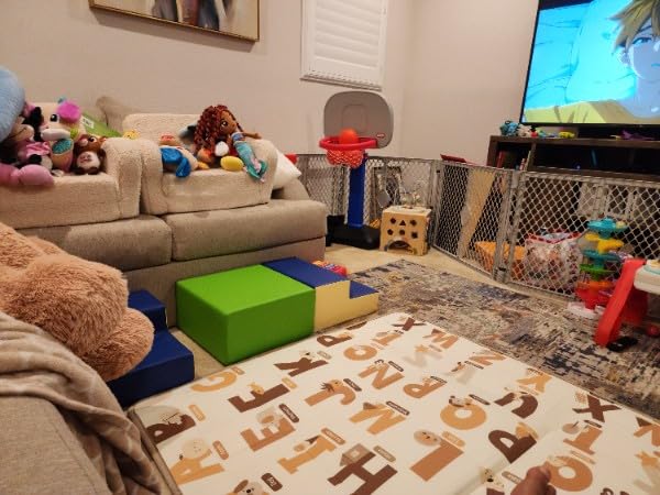 Toddleroo by North States - Superyard Duo Extra Wide Baby Gate & Play Yard: 6 Panel Baby Playpen - Included Wall Mount Kit - Made in USA - 38.5 to 201 Inches Wide - 26 Inches Tall - Light Gray customer photo 1