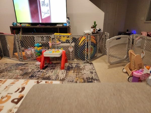 Toddleroo by North States - Superyard Duo Extra Wide Baby Gate & Play Yard: 6 Panel Baby Playpen - Included Wall Mount Kit - Made in USA - 38.5 to 201 Inches Wide - 26 Inches Tall - Light Gray customer photo 2