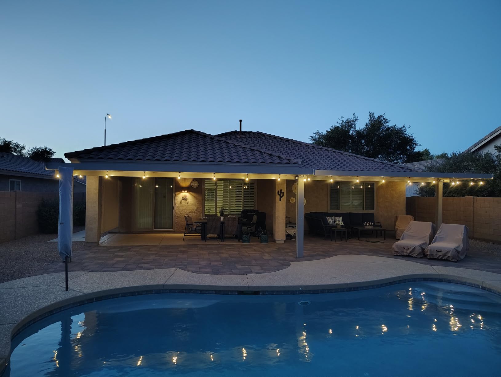 Brightech Ambience Pro - Waterproof LED Outdoor String Lights - 15 Hanging, Dimmable 2W Vintage Edison Bulbs - 48 Ft Commercial Grade Patio Lights Create Cafe Ambience in Your Backyard customer photo 1