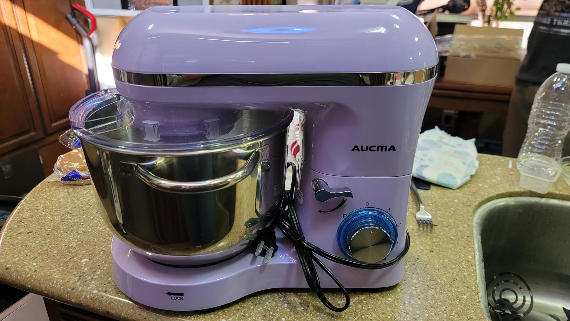 Aucma Stand Mixer, 6.5-QT 660W 6-Speed Tilt-Head Food Mixer, Kitchen Electric Mixer with Dough Hook, Wire Whip & Beater, Silver customer photo 2
