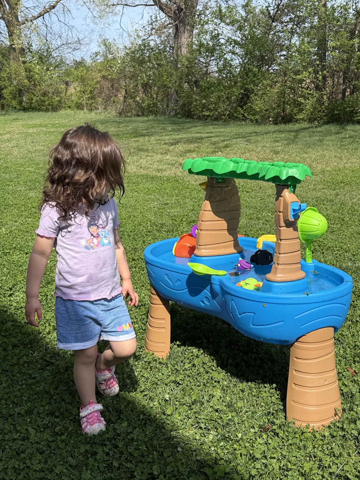 Step2 Tropical Rainforest Kids Water Tables, Outdoor Toddler Activity Table, Ages 1.5+ Years Old, 13 Piece Water Toy Accessories, Blue & Green customer photo 2