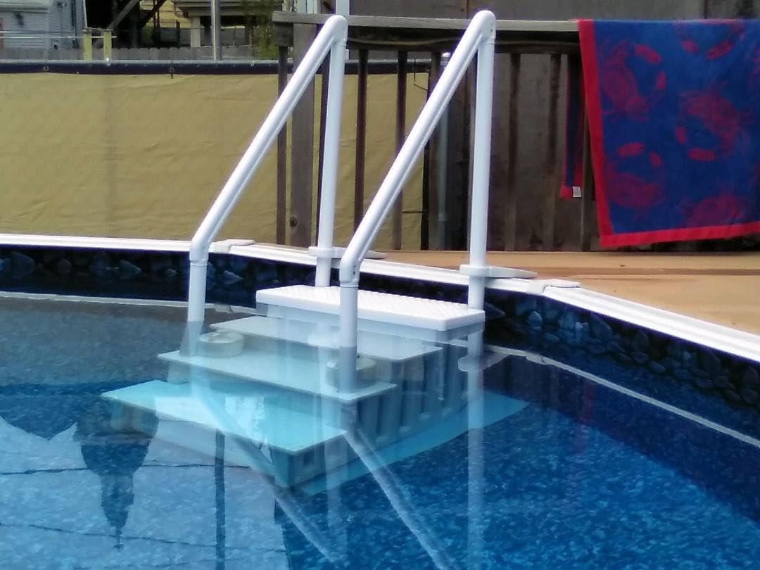 Aqua Select Anti-Slip In-Pool Steps for Above Ground Swimming Pools, Mounts to Decks 48