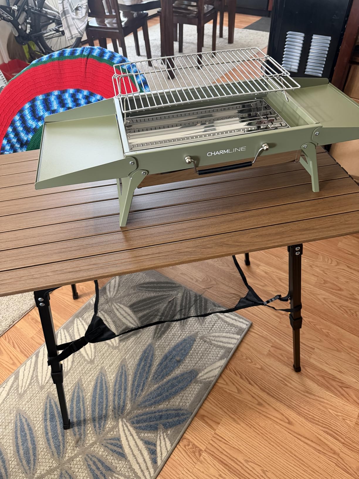 Portal Outdoor Folding Portable Picnic Camping Table with Adjustable Height Aluminum Roll Up Table Top Mesh Layer, Silver customer photo 2