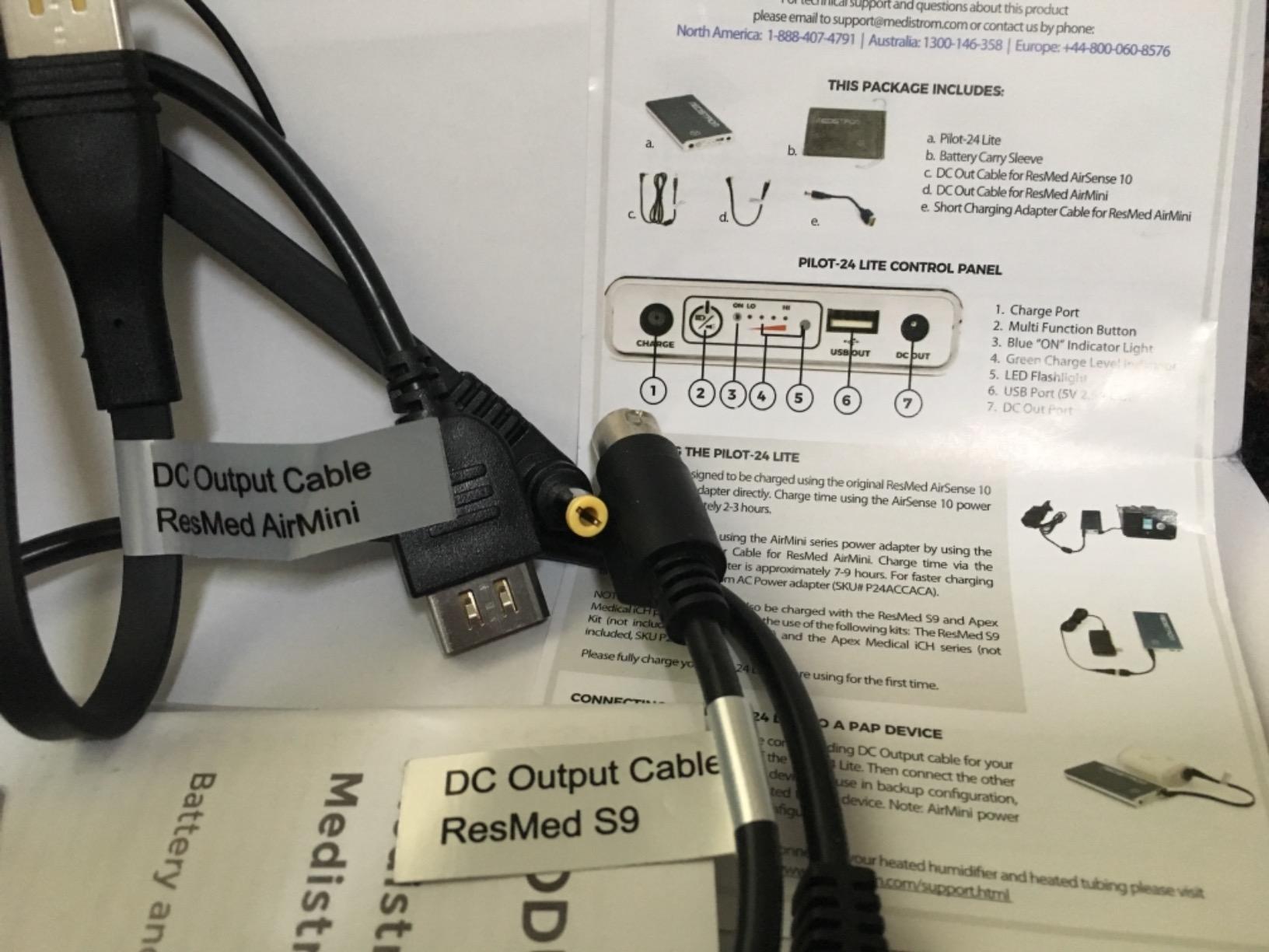 Medistrom Pilot-24 Lite Bundled with Cables for ResMed S9, AirSense 10, AirMini - 95Wh CPAP Battery Backup Power Supply - TSA Approved customer photo 1
