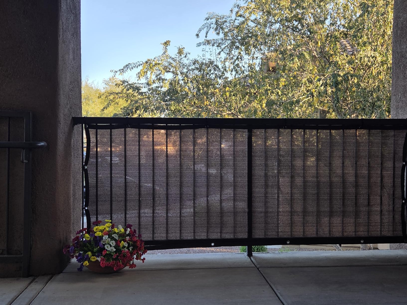 Eden's Decor Balcony Privacy Screen Cover Mesh Windscreen Weather-Resistant UV Protection for Backyard Deck, Patio, Balcony, Pool, Porch, Fence, Railing, Gardening (Brown, 3' x 15') customer photo 2