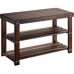 Pipishell Bamboo Shoe Rack Bench, 3 Tier Sturdy Shoe Bench, Storage Shoe Organizer, Holds up to 300lbs for Entryway Bedroom Living Room Balcony, Brown customer photo 2