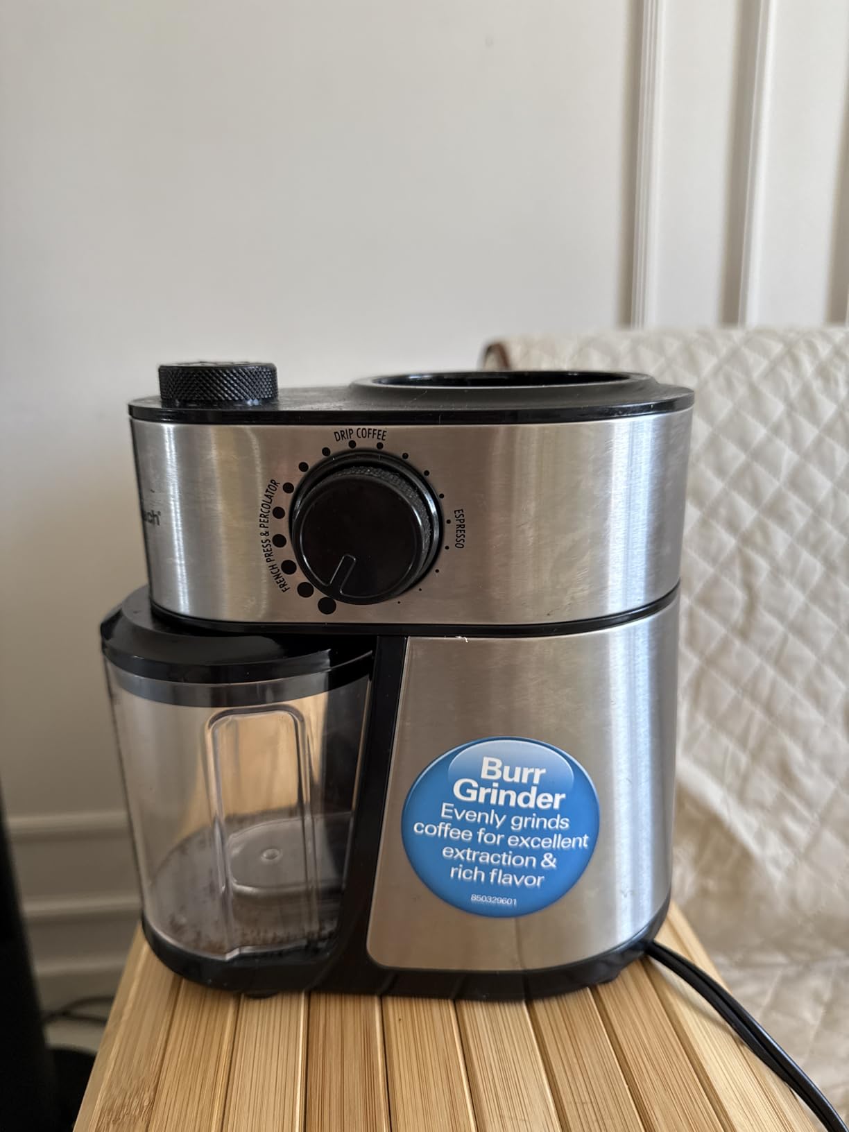 Hamilton Beach Electric Burr Coffee Grinder with Large 16oz Hopper & 18 Settings For 2-14 Cups, Stainless Steel (80385) customer photo 2