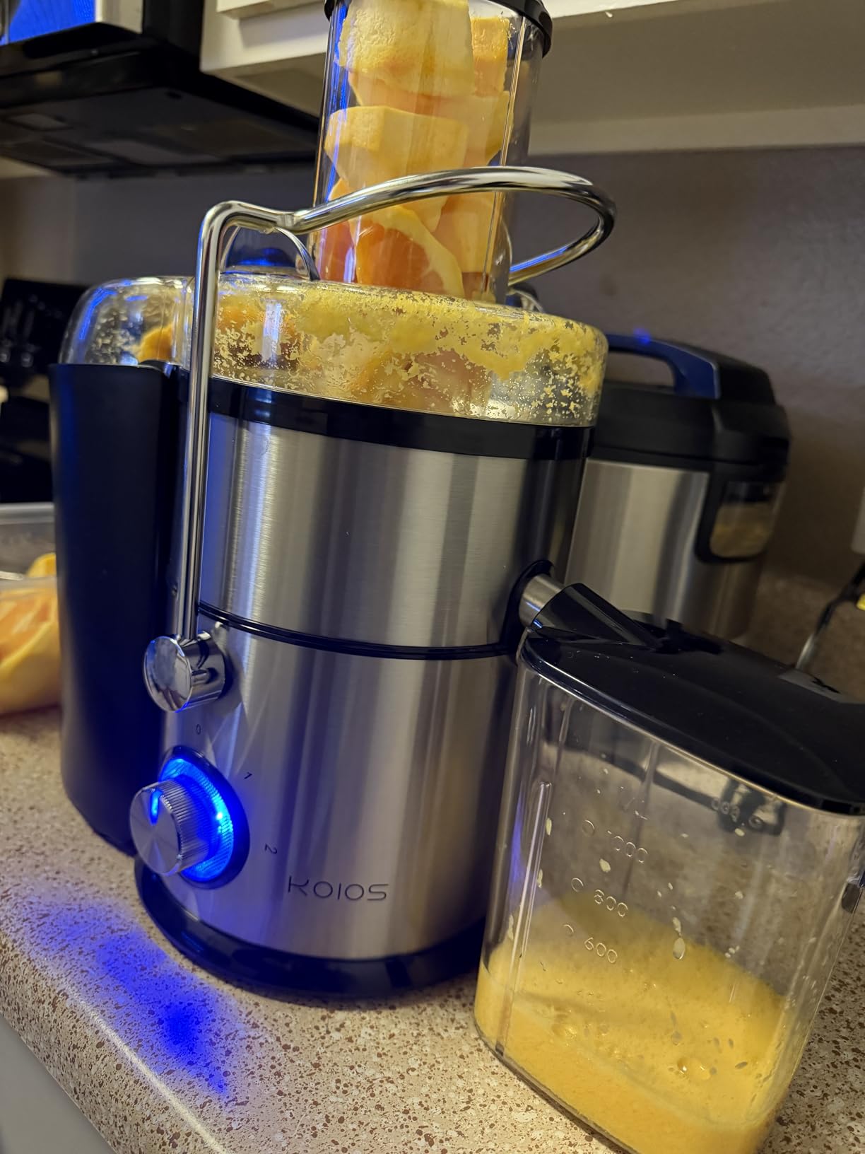 KOIOS 1300W Centrifugal Juicer Machines, High Juice Yield Juice Extractor with 3 inch Wide Feed Chute, Full Copper Motor & Titanium-Plated Filter, Easy Clean, 3 Speeds, BPA Free, Stainless Steel customer photo 2