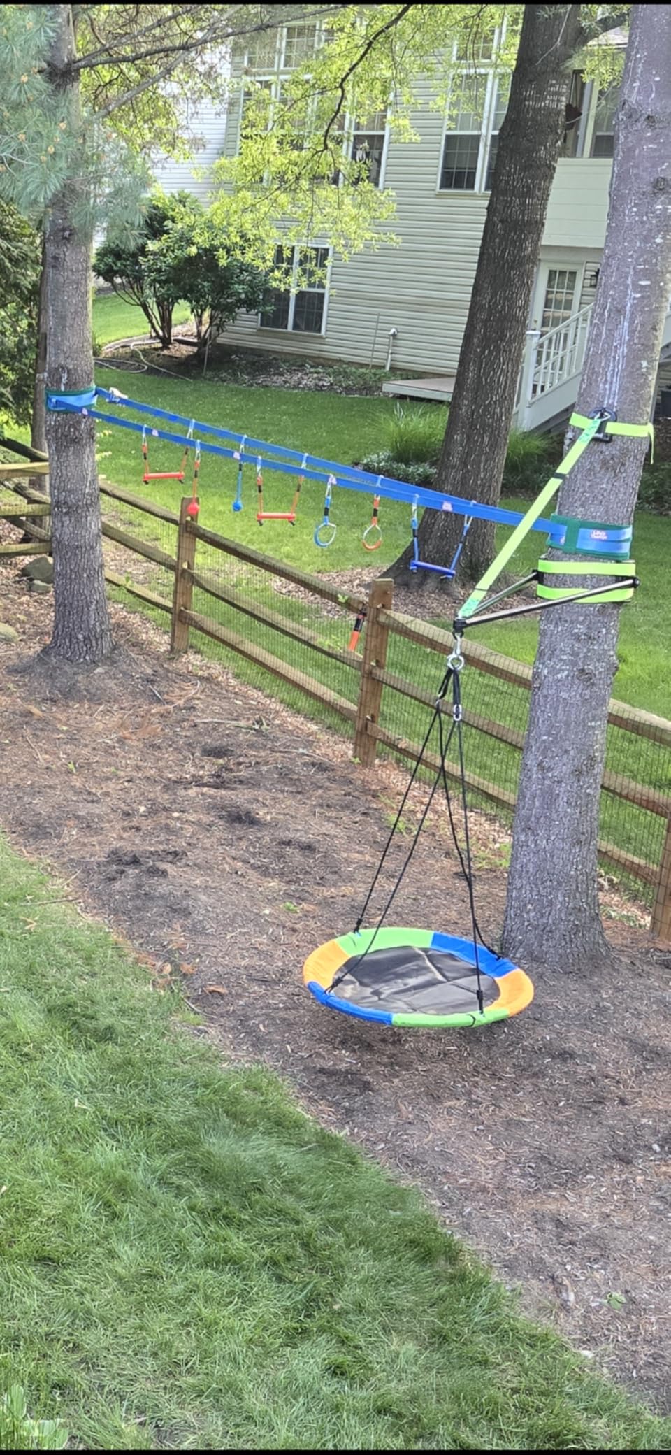Double Ninja Slackline Obstacle Course for Kids | 80 Foot Line | Ninja Slackline Monkey Bars Playground Equipment | Ninja Ropes Course | Patented Double Line Design customer photo 1