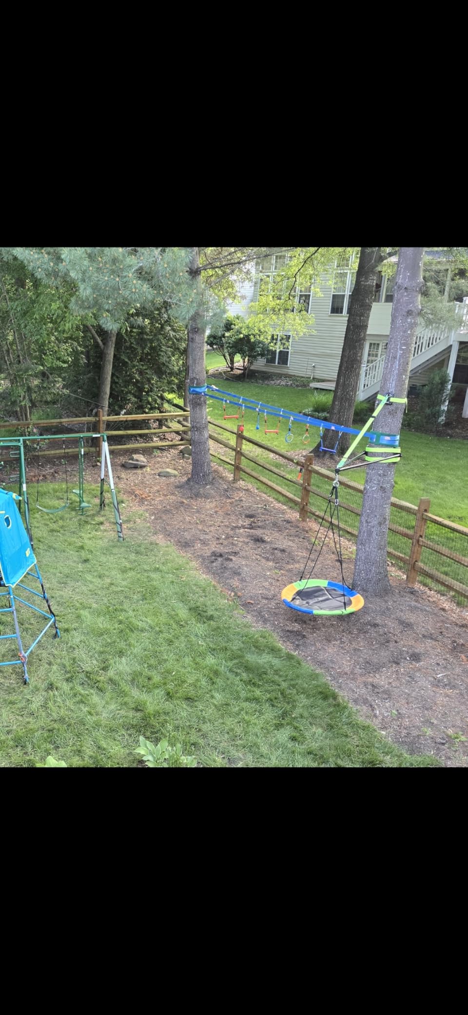 Double Ninja Slackline Obstacle Course for Kids | 80 Foot Line | Ninja Slackline Monkey Bars Playground Equipment | Ninja Ropes Course | Patented Double Line Design customer photo 2