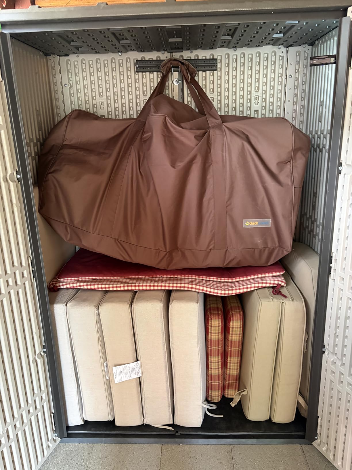 Lifetime Vertical Storage Shed, Desert Sand, Resin Outdoor Tool Shed with Lockable Doors and Weather-Resistant Panels customer photo 2