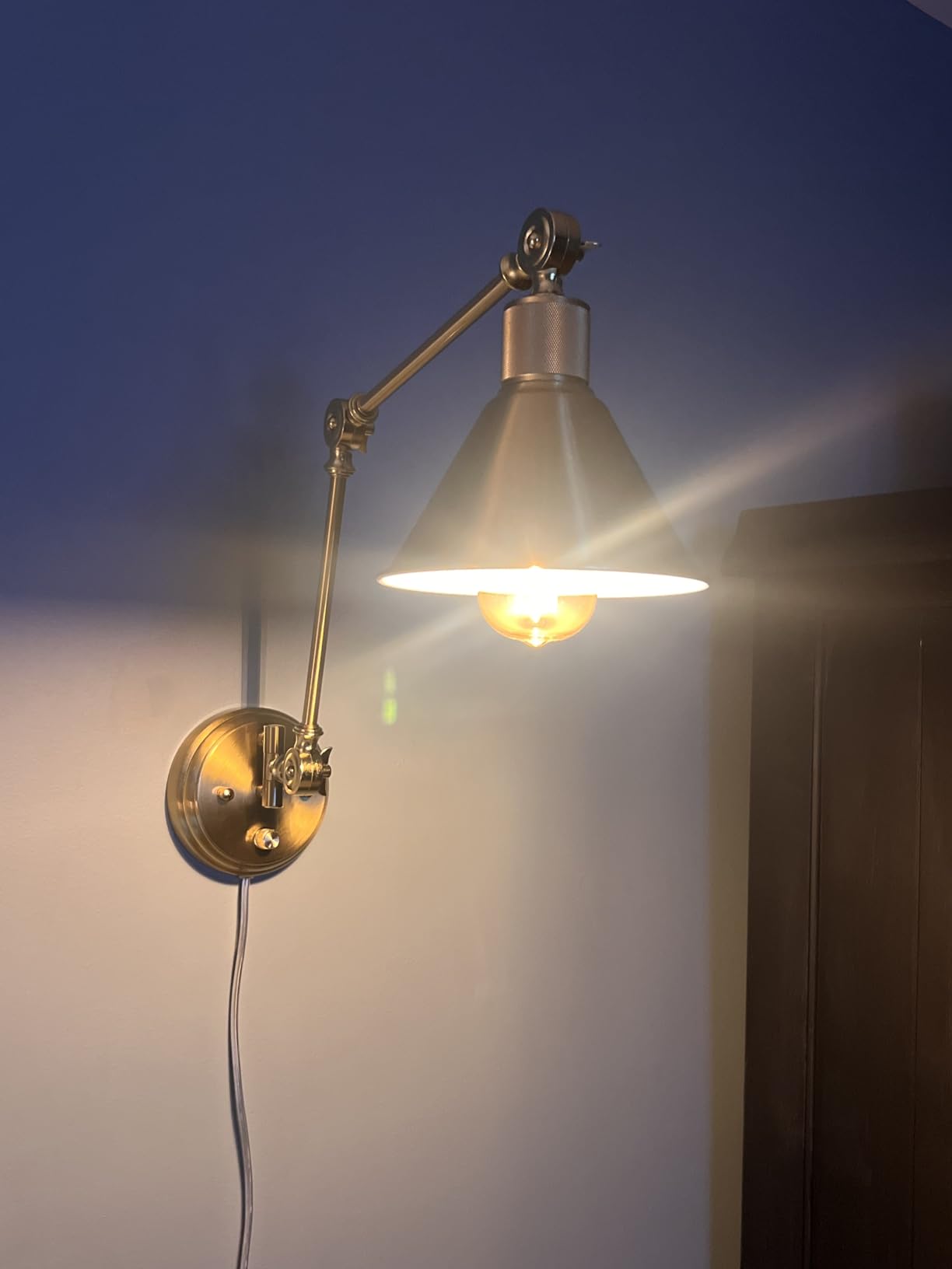 TRLIFE Wall Sconce Plug in, Dimmable Wall Sconce with Switch Swing Arm Wall Lights Plug in Wall Mounted Light Wall Sconces Lighting with 6FT Plug in Cord, E26 Base, UL Listed(Two Arms, 1 Pack) customer photo 2