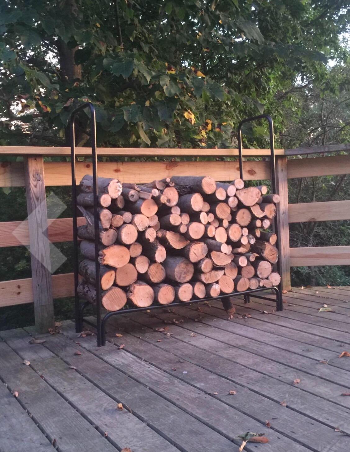 Amagabeli 4ft Firewood Log Rack with Cover Outdoor Heavy Duty Firewood Rack With Weather Resistant 600D Oxford Fabric Cover Indoor Outdoor Wood Racks for Fire Wood Holder customer photo 1