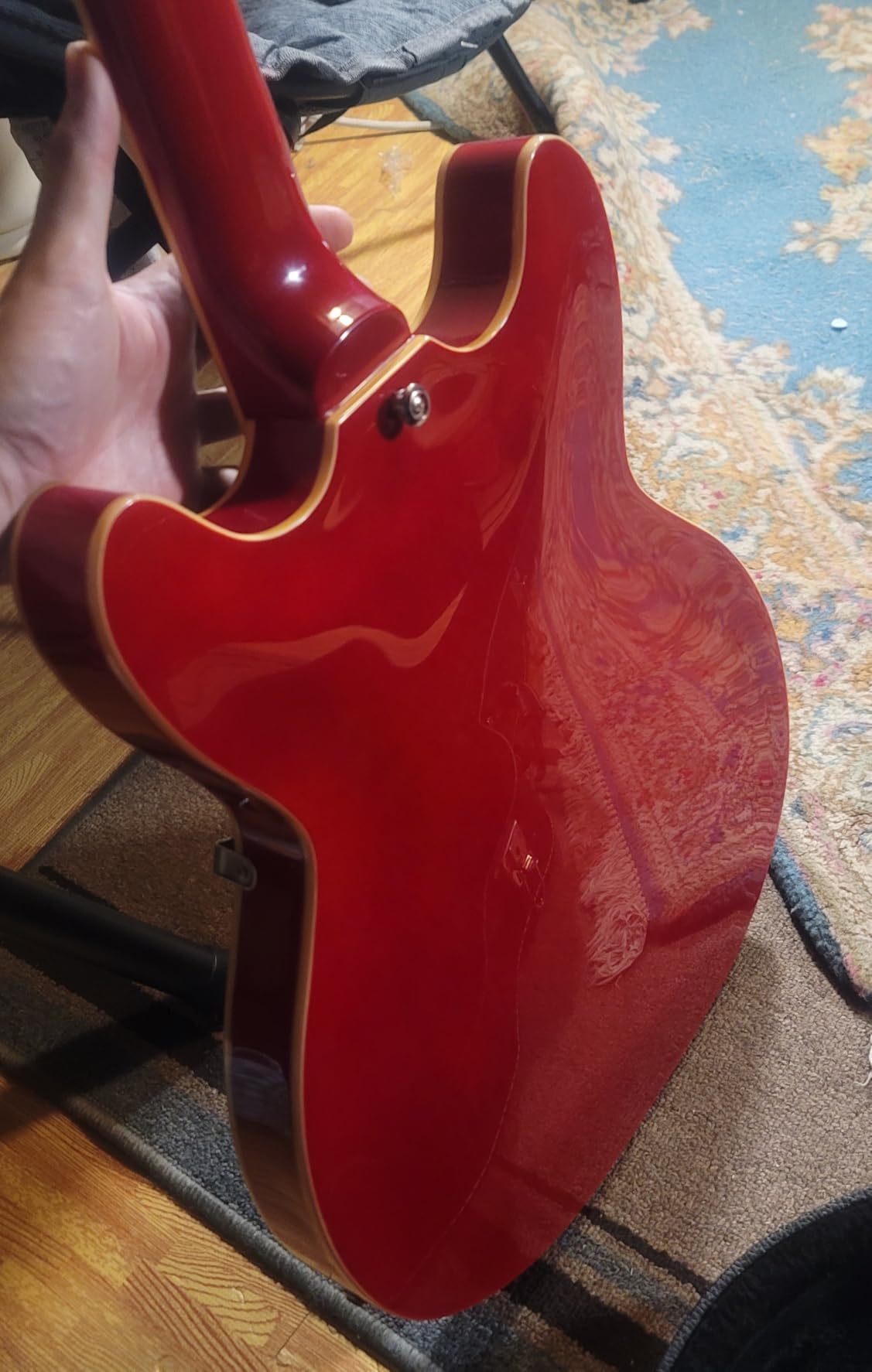 Grote Full Scale Electric Guitar Semi-Hollow Body Guitar Stainless Steel Frets, Red customer photo 2