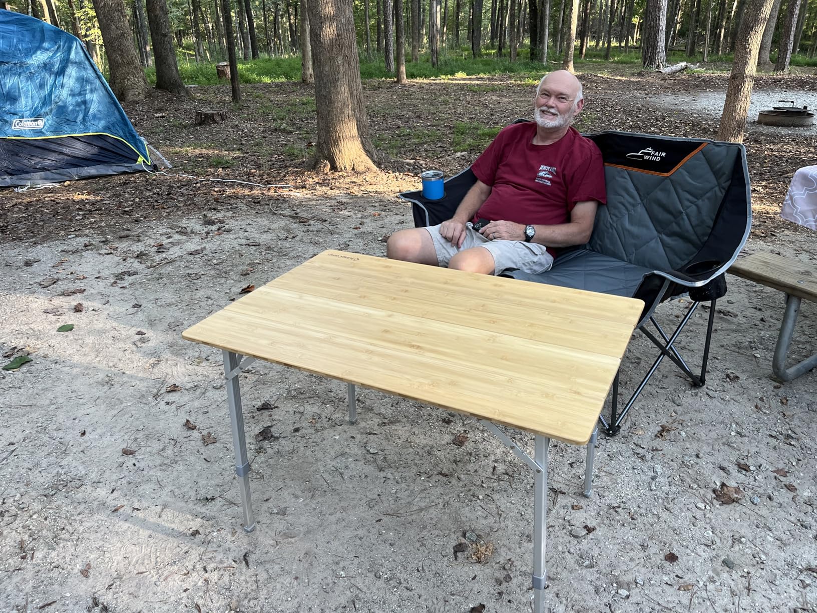 KingCamp Bamboo Folding Camping Table Adjustable. Supports 176lbs with A Premium Bamboo Top and 3 Adjustable Heights, Ideal for Stable Dining or Cooking at Picnics, RVs, and Glamping Sites customer photo 2
