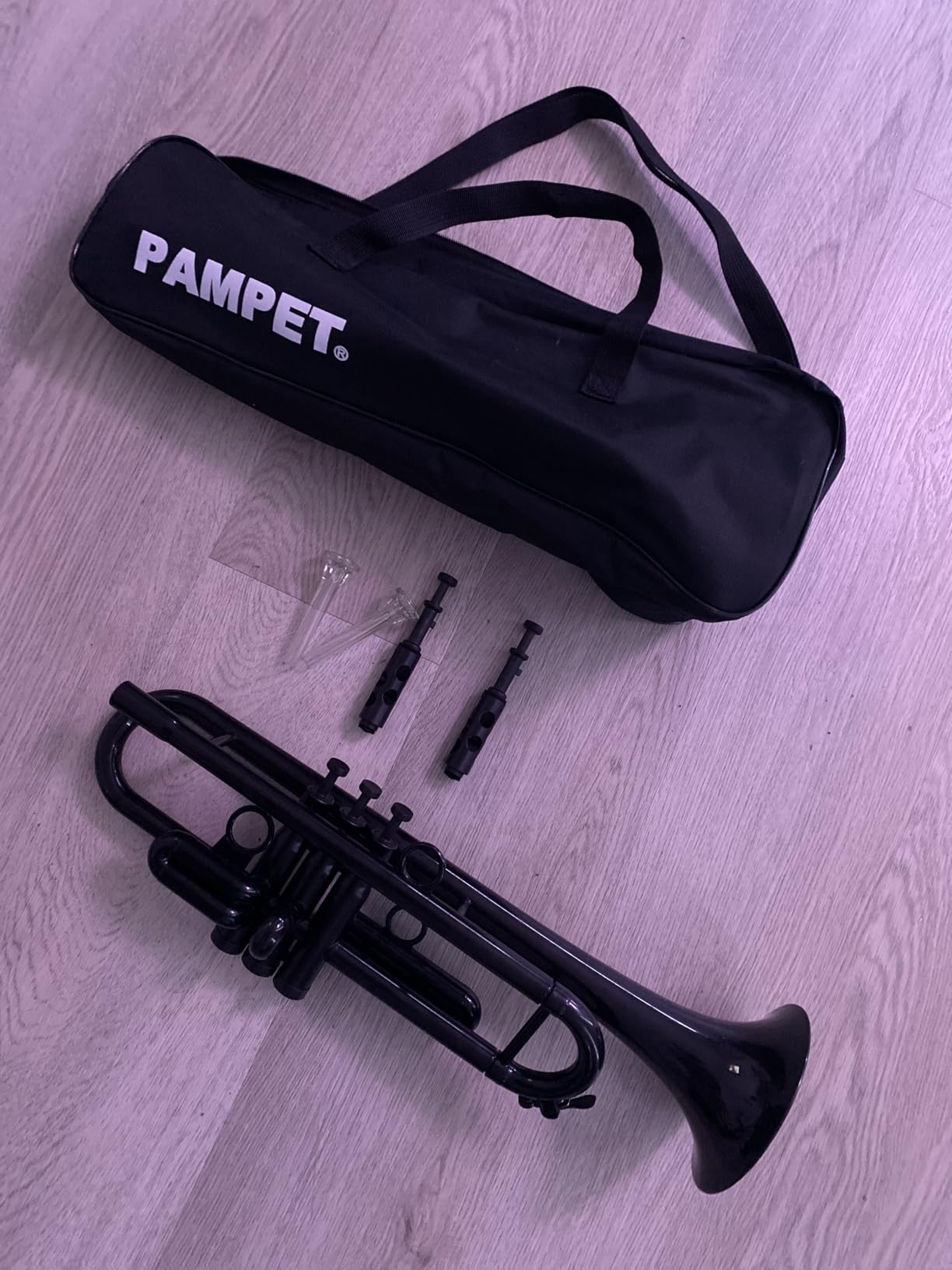 PAMPET Professional Plastic Bb Trumpet Standard Trumpet Set for Student Beginner With 7C Mouthpiece and 3C Mouthpiece, Bb Trumpet Instrument, Black customer photo 2