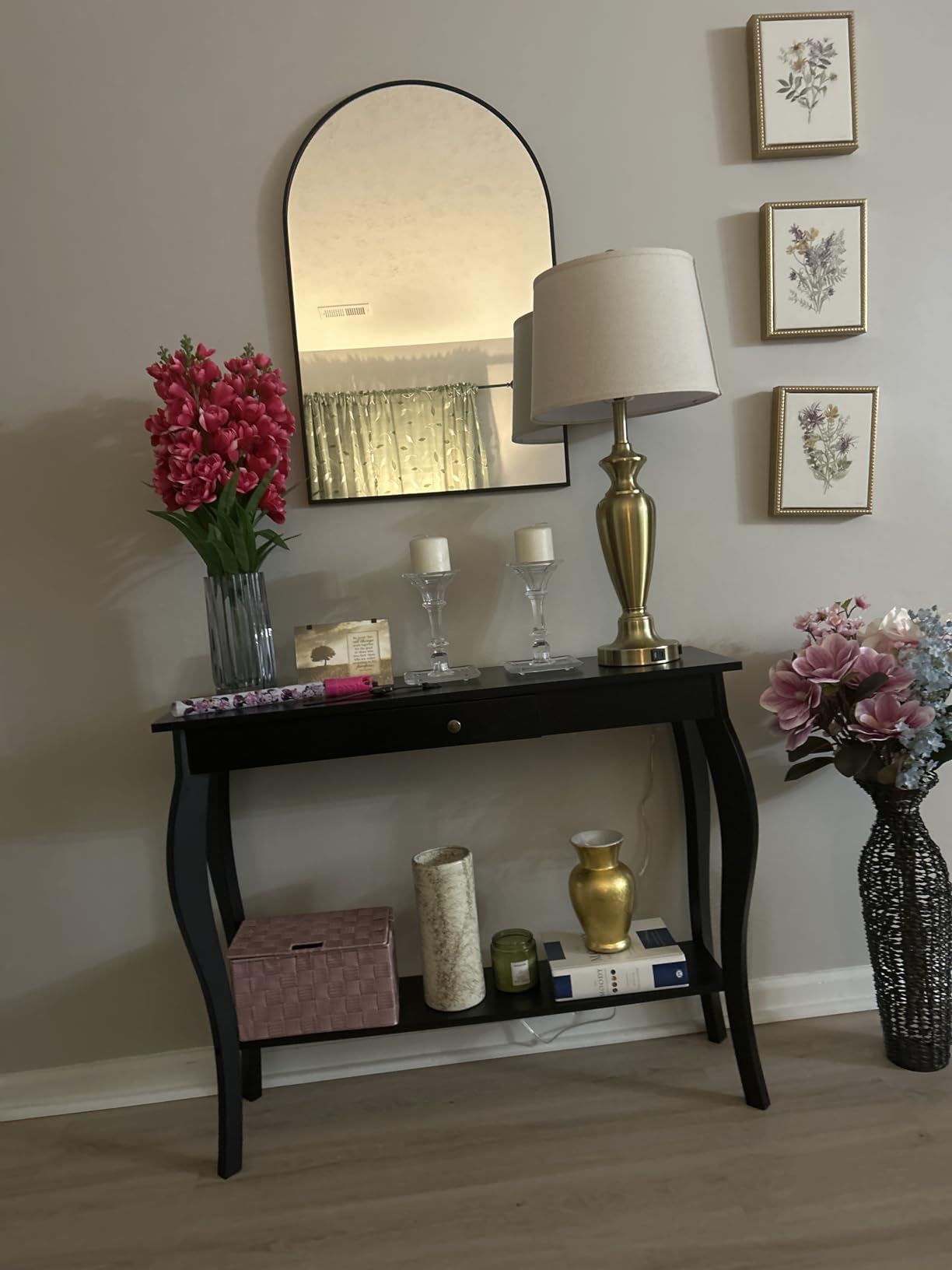 ChooChoo Narrow Console Table with Drawer, Chic Accent Sofa Table, Entryway Table, Black customer photo 2