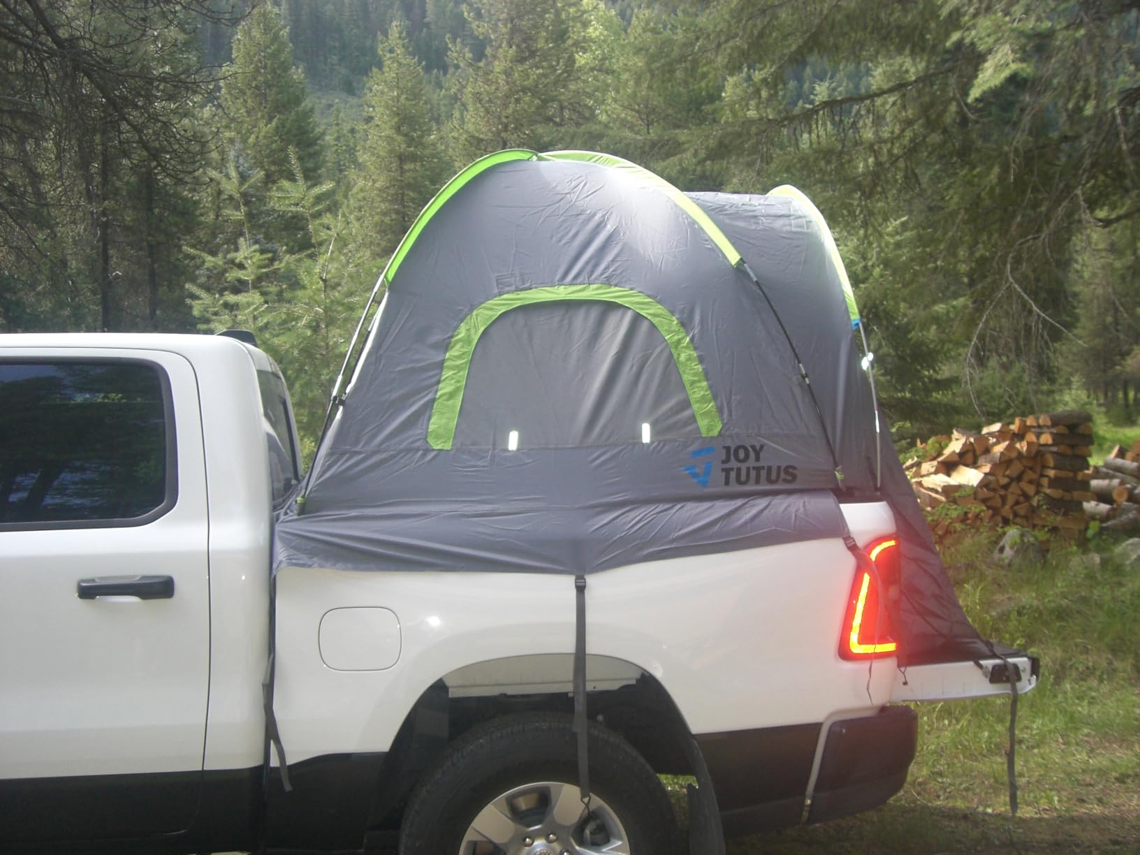JOYTUTUS Pickup Truck Tent 2.0, Waterproof PU2000mm Double Layer for 2 Person, Portable Truck Bed Tent with Rainfly, 5.5'-5.8' Camping Preferred - Green customer photo 2