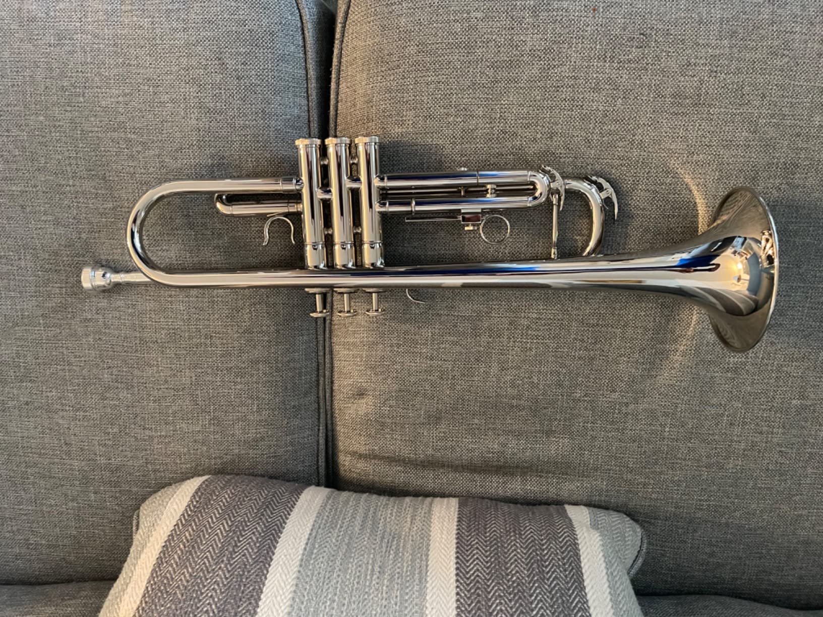 Vangoa Bb Standard Trumpet Brass Student Silver Trumpet Instrument for Beginners Adults School Band Orchestra with Hard Case, Cleaning Kit, Stand, 7C Mouthpiece, Gloves, Valve Oil customer photo 1