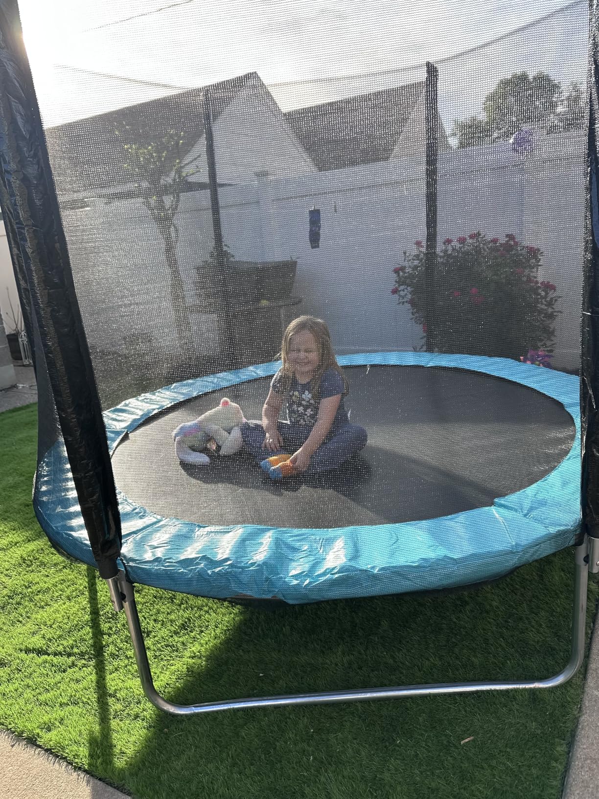 AOTOB 8FT 10FT 12FT 14FT 15FT Trampoline with Safety Enclosure Net, Outdoor Trampoline with Basketball Hoop, Heavy Duty Jumping Mat and Spring Cover Padding for Kids and Adults, Storage Bag and Ladder customer photo 2