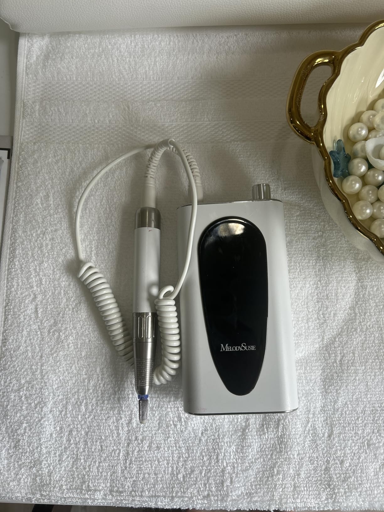 MelodySusie Professional Clip-On High-Efficiency Nail Drill, MM400C 35000RPM Rechargeable Electric File with Lightweight Handpiece for All Manicure Shaping, Polishing, Gel Removal & Salon Use customer photo 1