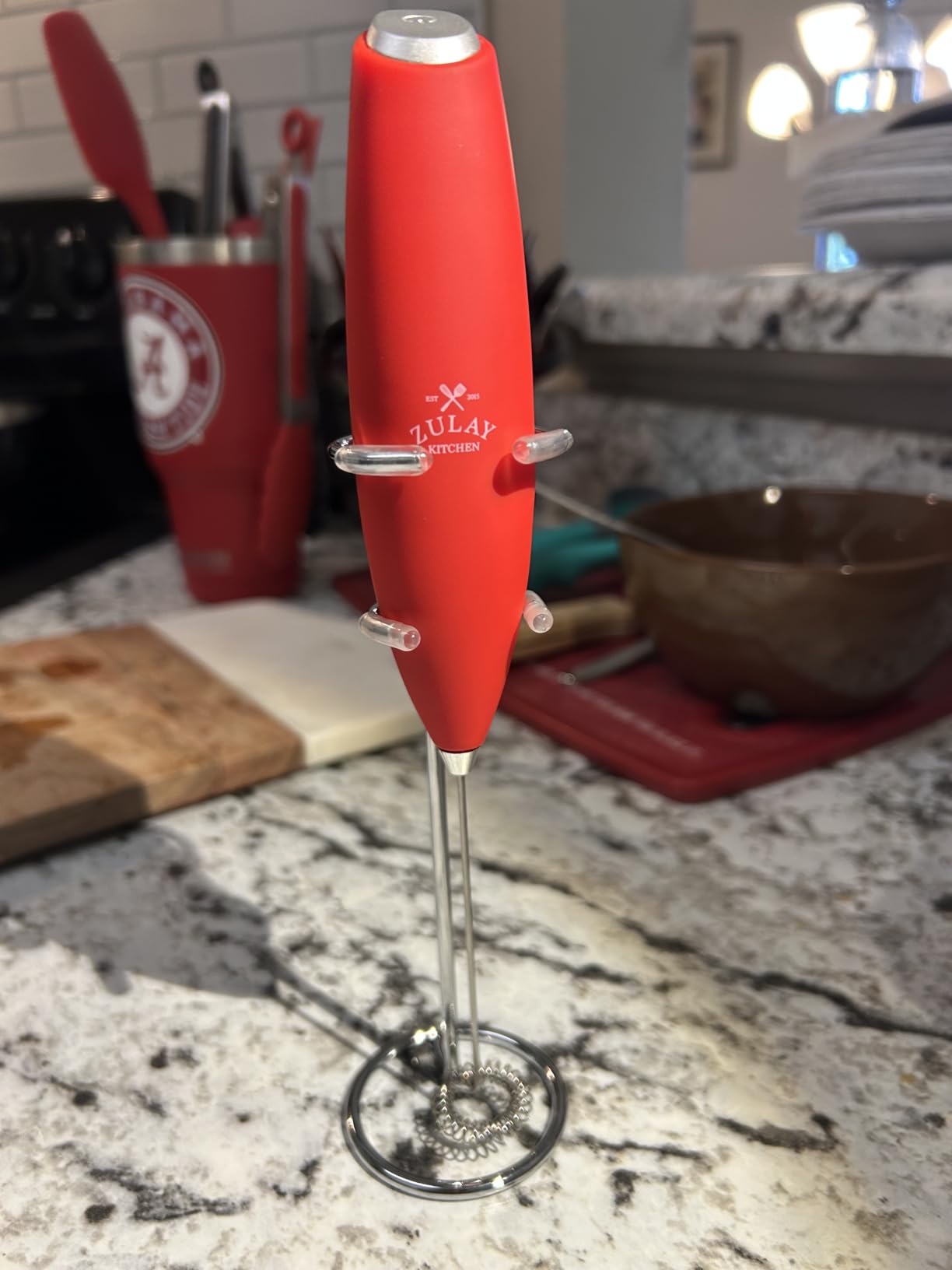 Zulay Kitchen Powerful Milk Frother Wand With Duracell Batteries - Ultra Fast Handheld Drink Mixer - Electric Whisk Foam Maker for Coffee, Lattes, Cappuccino & Matcha - Z1 Motor - Black customer photo 1