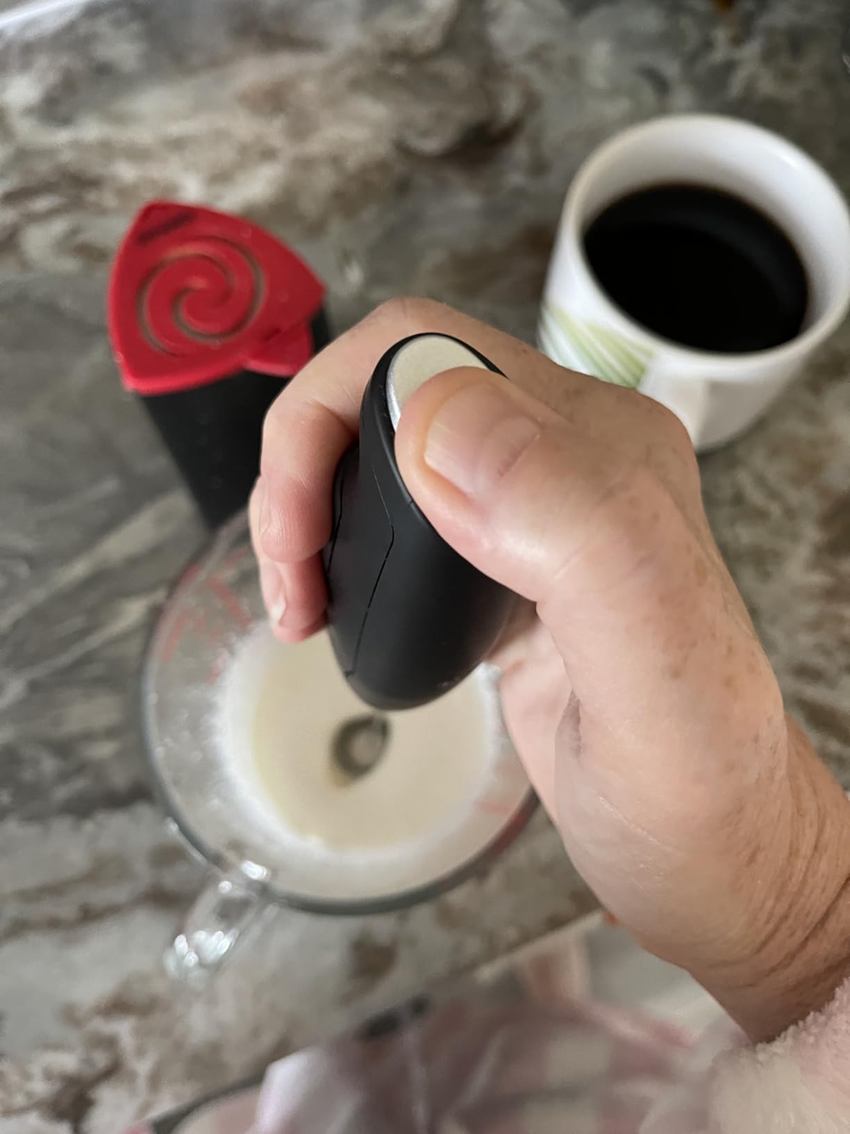 Zulay Kitchen Powerful Milk Frother Wand With Duracell Batteries - Ultra Fast Handheld Drink Mixer - Electric Whisk Foam Maker for Coffee, Lattes, Cappuccino & Matcha - Z1 Motor - Black customer photo 2
