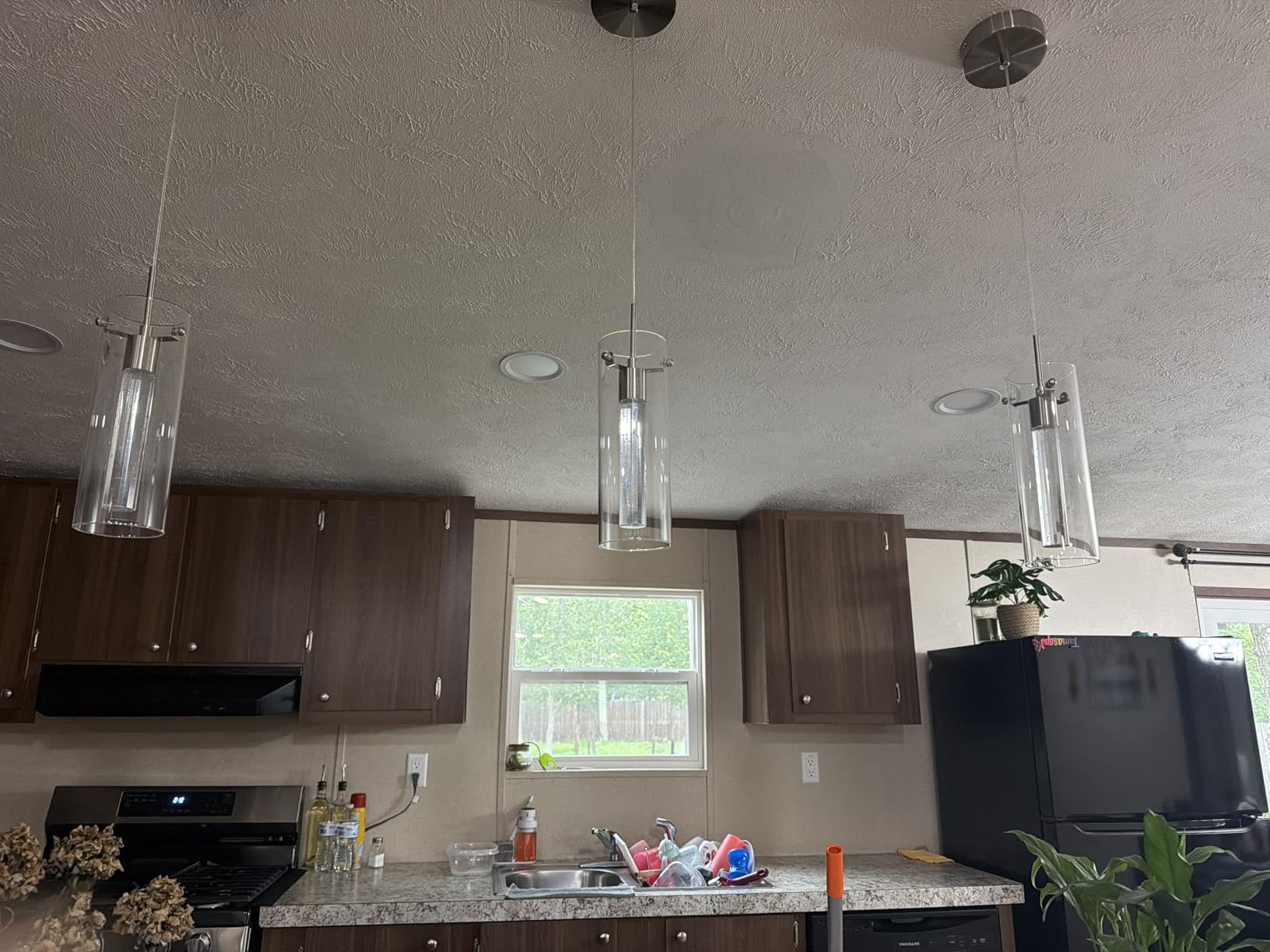 Pendant Ceiling Light Fixture, LED Kitchen Lighting Crystal Pendant Lights Kitchen Island, 1-Light Integrated Kitchen Hanging Light Fixture Modern Island Light with Bubble Glass Three Pack customer photo 1