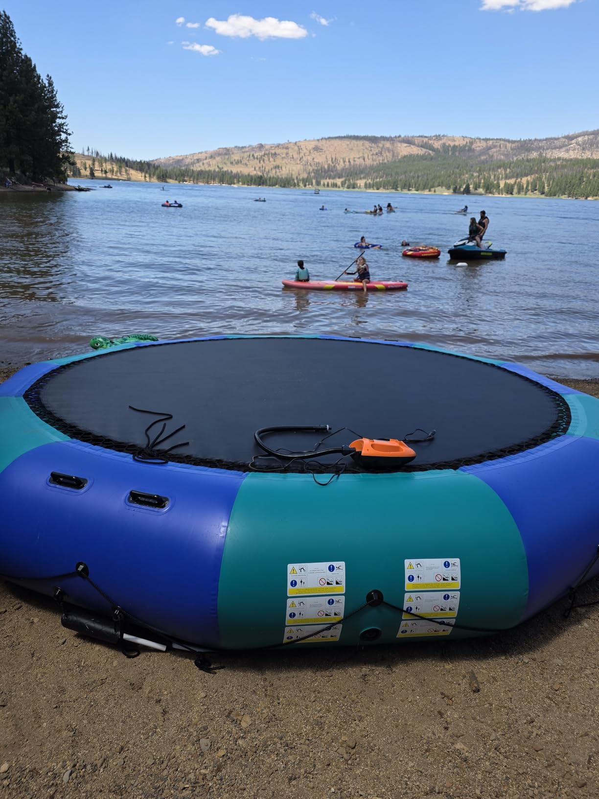 Goplus Inflatable Water Trampoline, 10FT/12FT/15FT Recreational Water Bouncer w/Electric Inflator, Rope Ladder, Mooring Ropes, Anchor, Adults Youth Bounce Swim Platform for Lakes, Pools customer photo 2