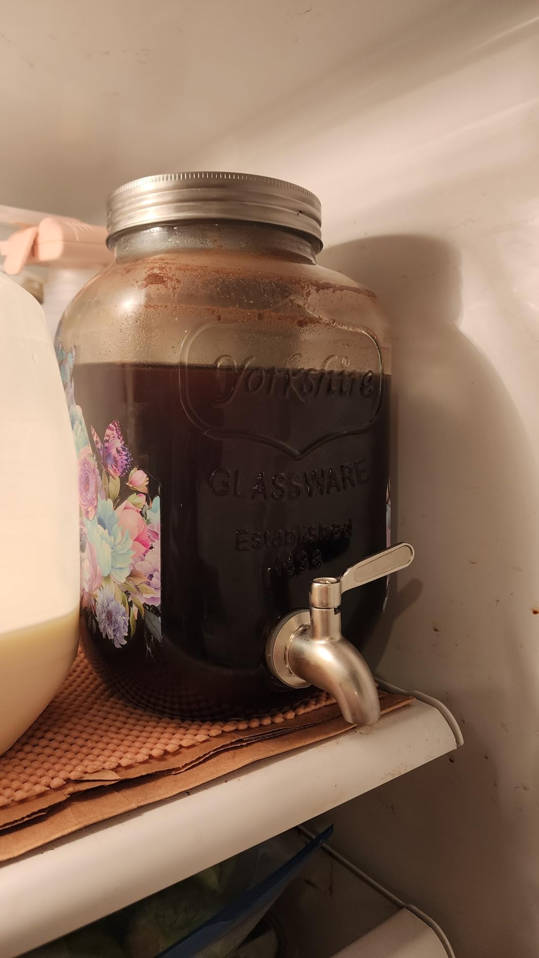 1 Gallon Cold Brew Coffee Maker - 3rd Generation Fine Mesh Filter - Stainless Steel Spigot - Extra Thick Large Glass Mason Jar Drink Dispenser Carafe, Iced Coffee Maker & Sun Tea Pitcher with Infuser customer photo 2