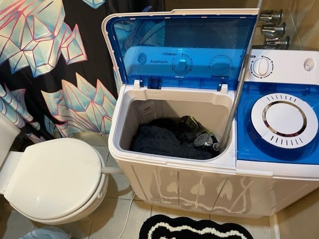 Auertech Portable Washing Machine, 28lbs Twin Tub Washer Mini Compact Laundry Machine with Drain Pump, Semi-automatic 18lbs Washer 10lbs Spinner Combo for Dorms, Apartments, RVs customer photo 2